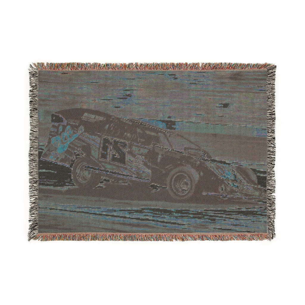 Racing Car Woven Throw Blanket – Vintage Speedway #21 Design