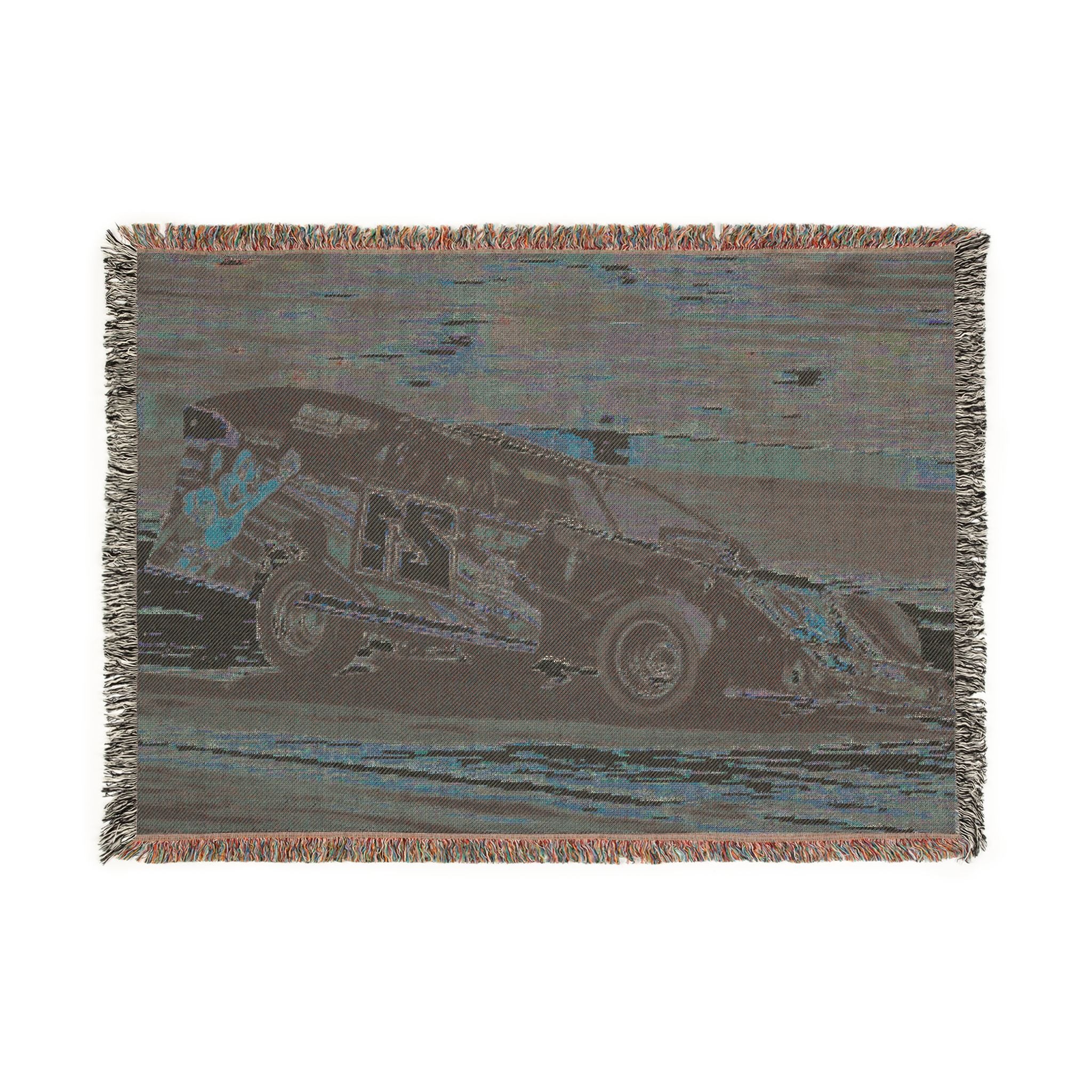 Racing Car Woven Throw Blanket – Vintage Speedway #21 Design