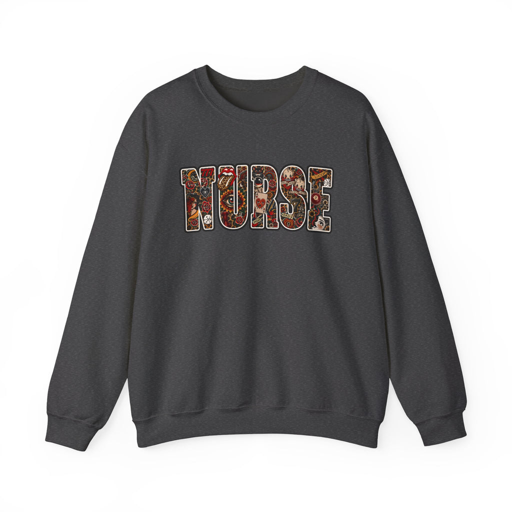 Nurse Floral Patchwork Crewneck Sweatshirt