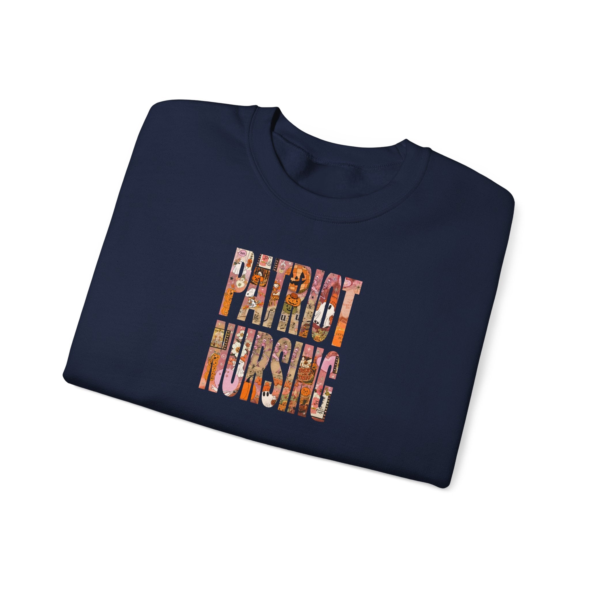 Patriot Nursing Crewneck Sweatshirt — American Flag Floral Text Nursing Pullover