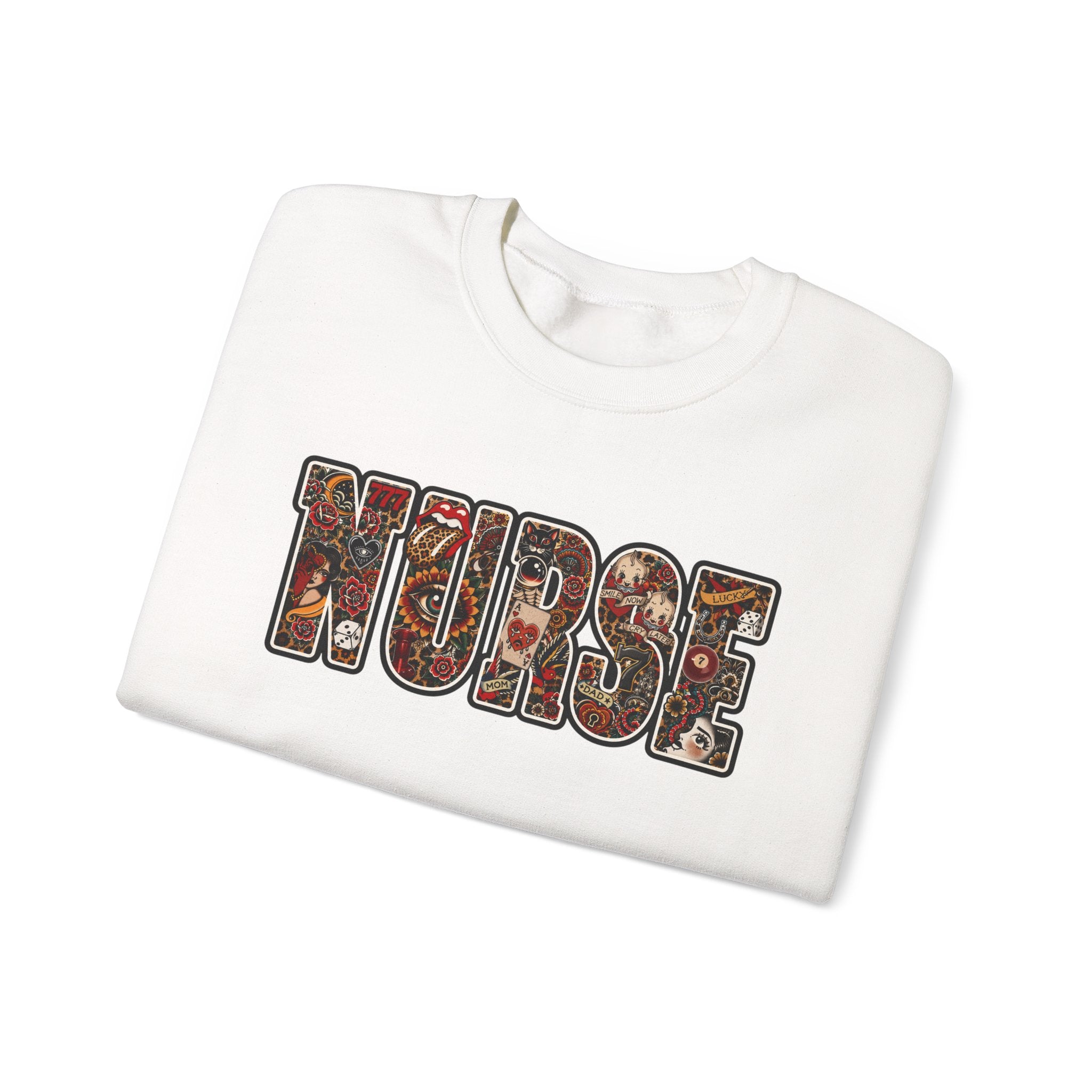 Nurse Floral Patchwork Crewneck Sweatshirt