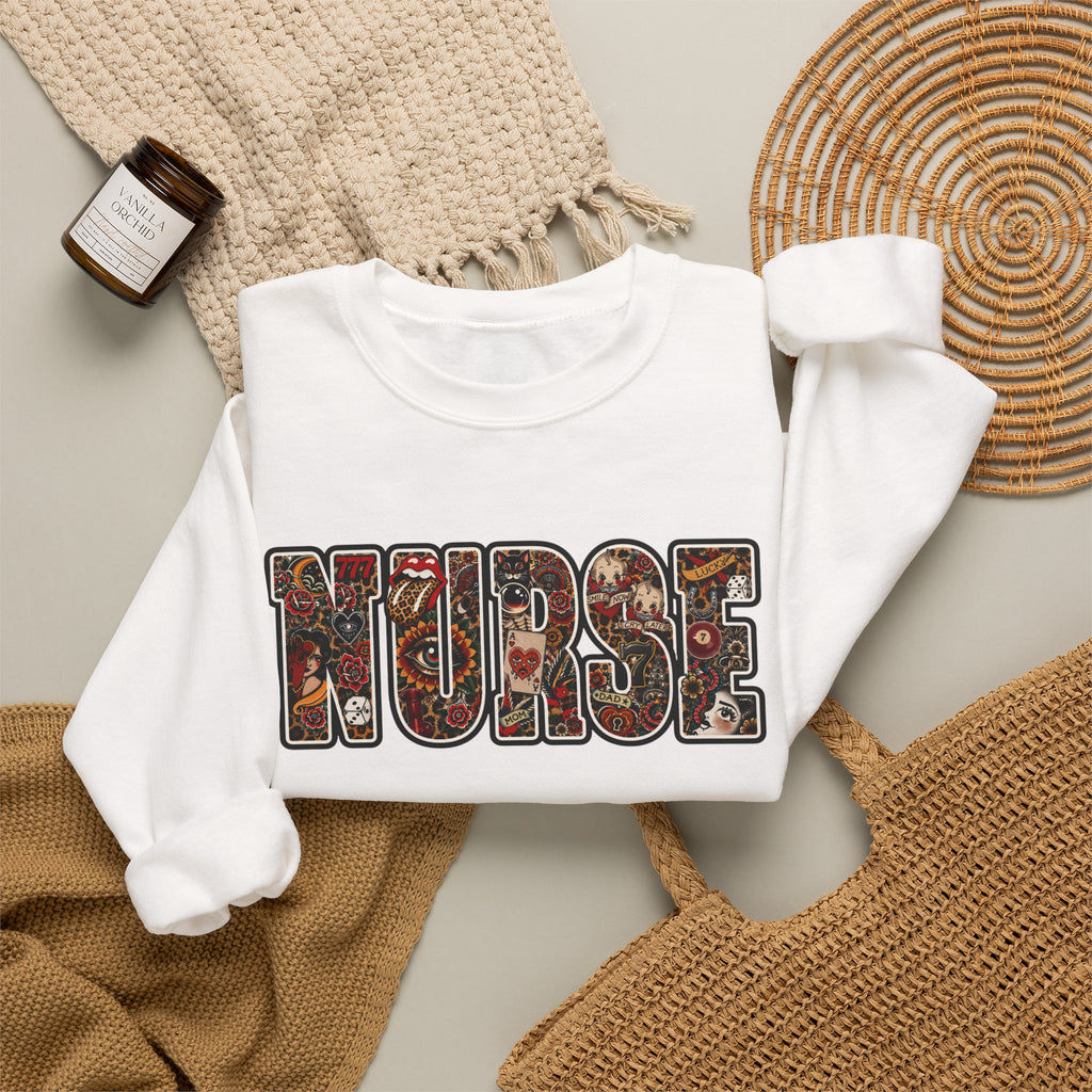 Nurse Floral Patchwork Crewneck Sweatshirt