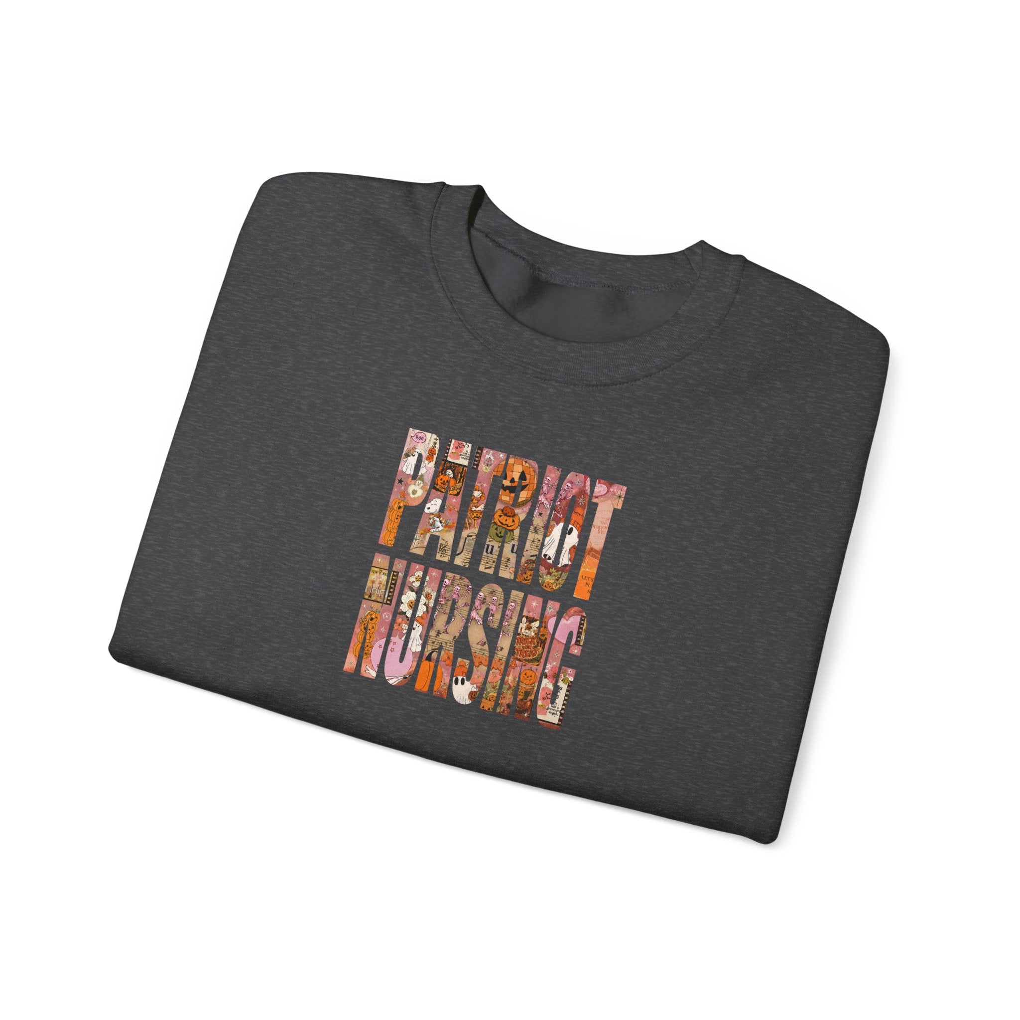 Patriot Nursing Crewneck Sweatshirt — American Flag Floral Text Nursing Pullover