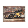 Racing Car Woven Throw Blanket – Vintage Speedway #21 Design