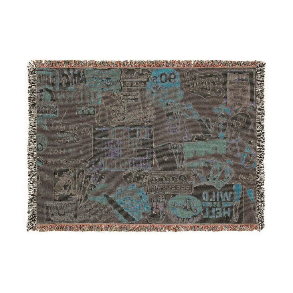 Vintage Collage Woven Blanket — Retro Diner & Roadtrip Throw