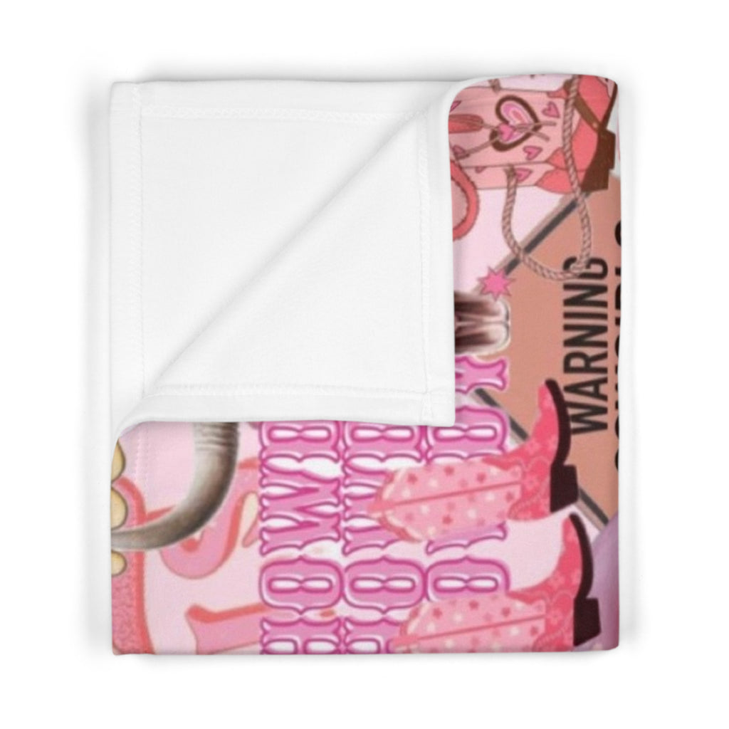 Pink Cowgirl Collage Baby Blanket — Soft Fleece Infant Throw (Hey Cowboy, Warning Cowgirls Ahead)