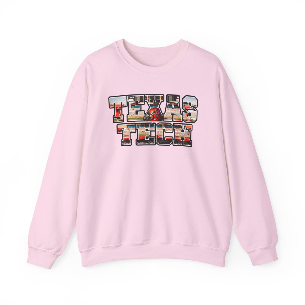 Texas Tech Crewneck Sweatshirt — Vintage Photo Block Letter Design