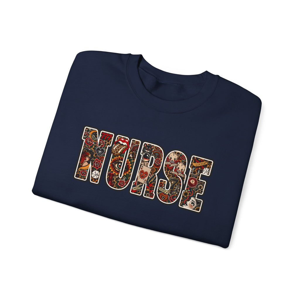 Nurse Floral Patchwork Crewneck Sweatshirt