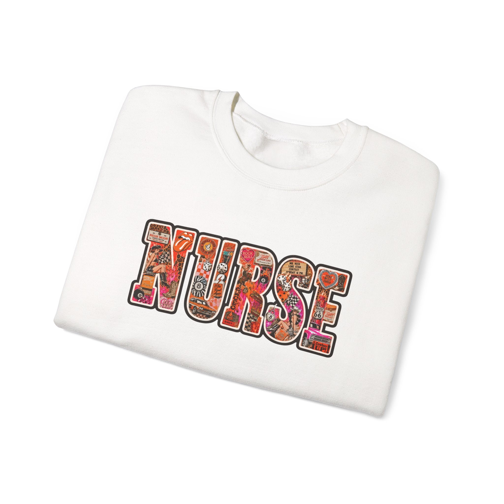 Nurse Floral Appliqué Crewneck Sweatshirt