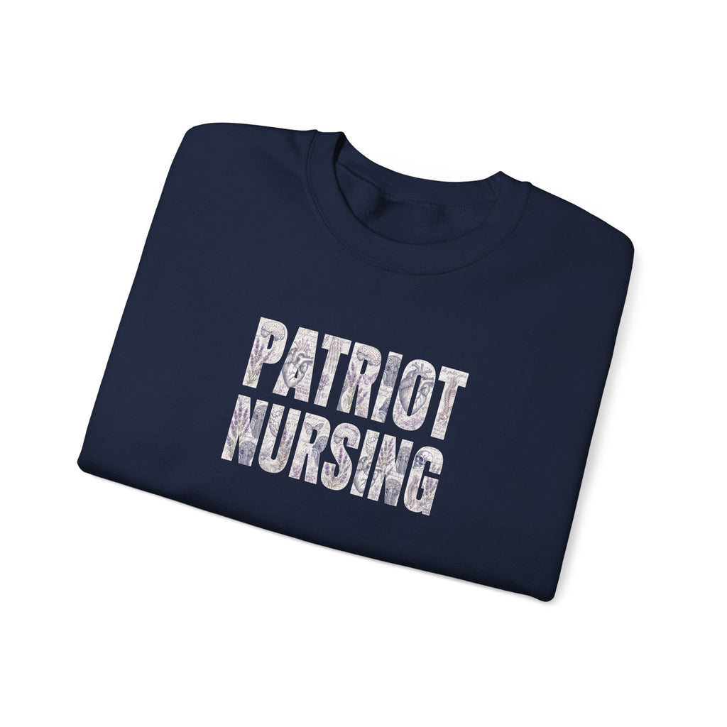 Patriot Nursing Crewneck Sweatshirt — Floral-Patterned Medical Pride Pullover