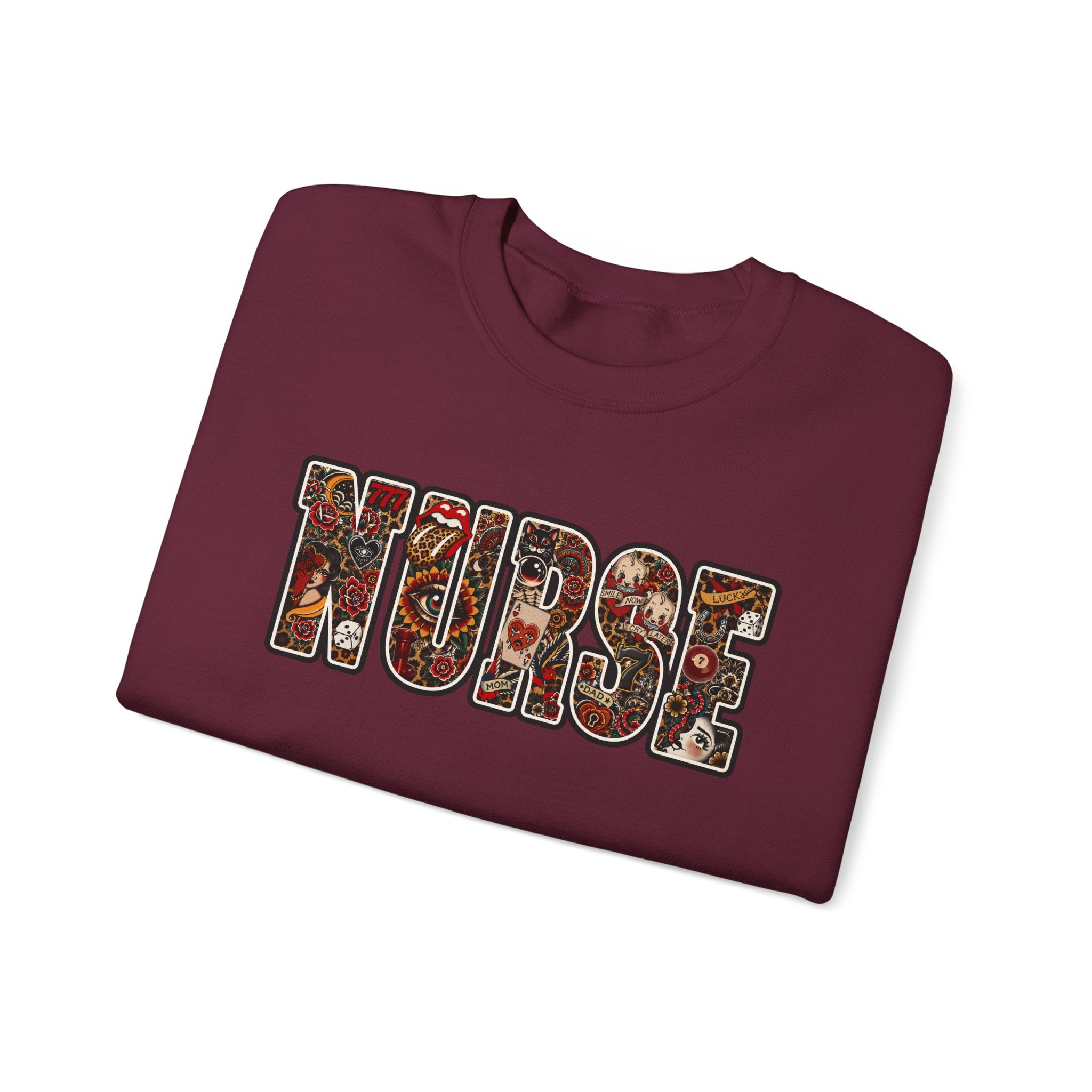 Nurse Floral Patchwork Crewneck Sweatshirt