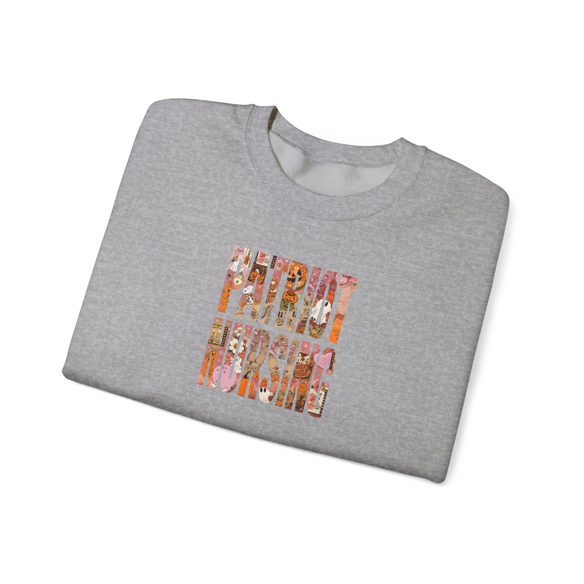 Patriot Nursing Crewneck Sweatshirt — American Flag Floral Text Nursing Pullover