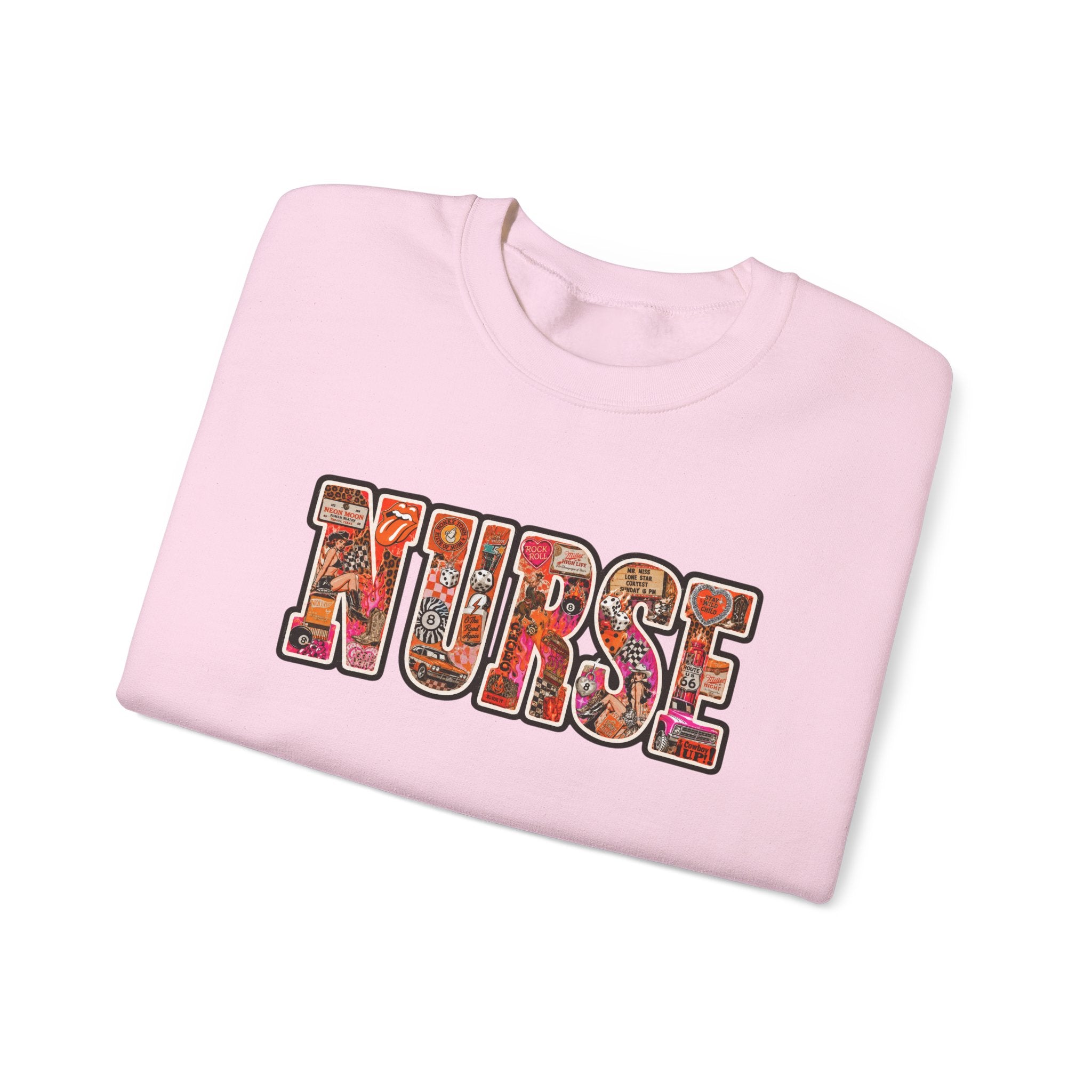 Nurse Floral Appliqué Crewneck Sweatshirt