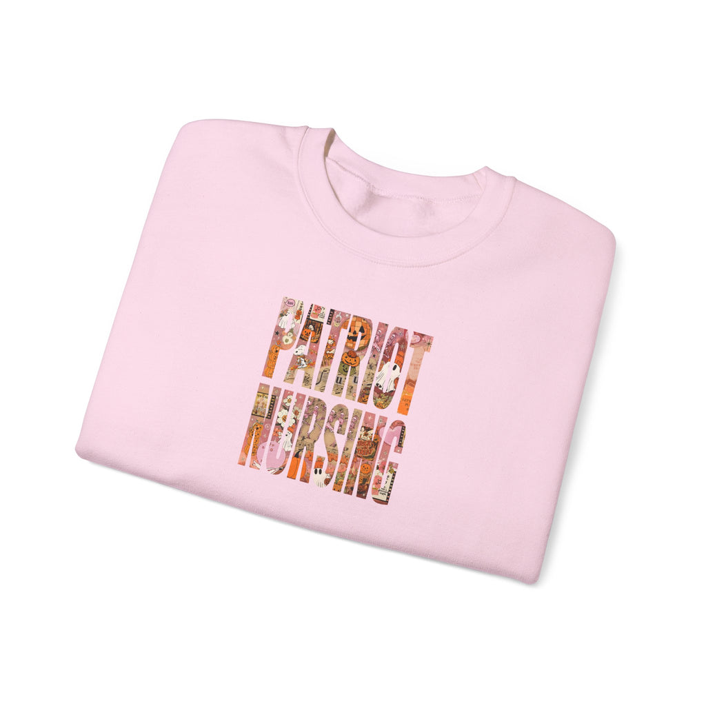 Patriot Nursing Crewneck Sweatshirt — American Flag Floral Text Nursing Pullover