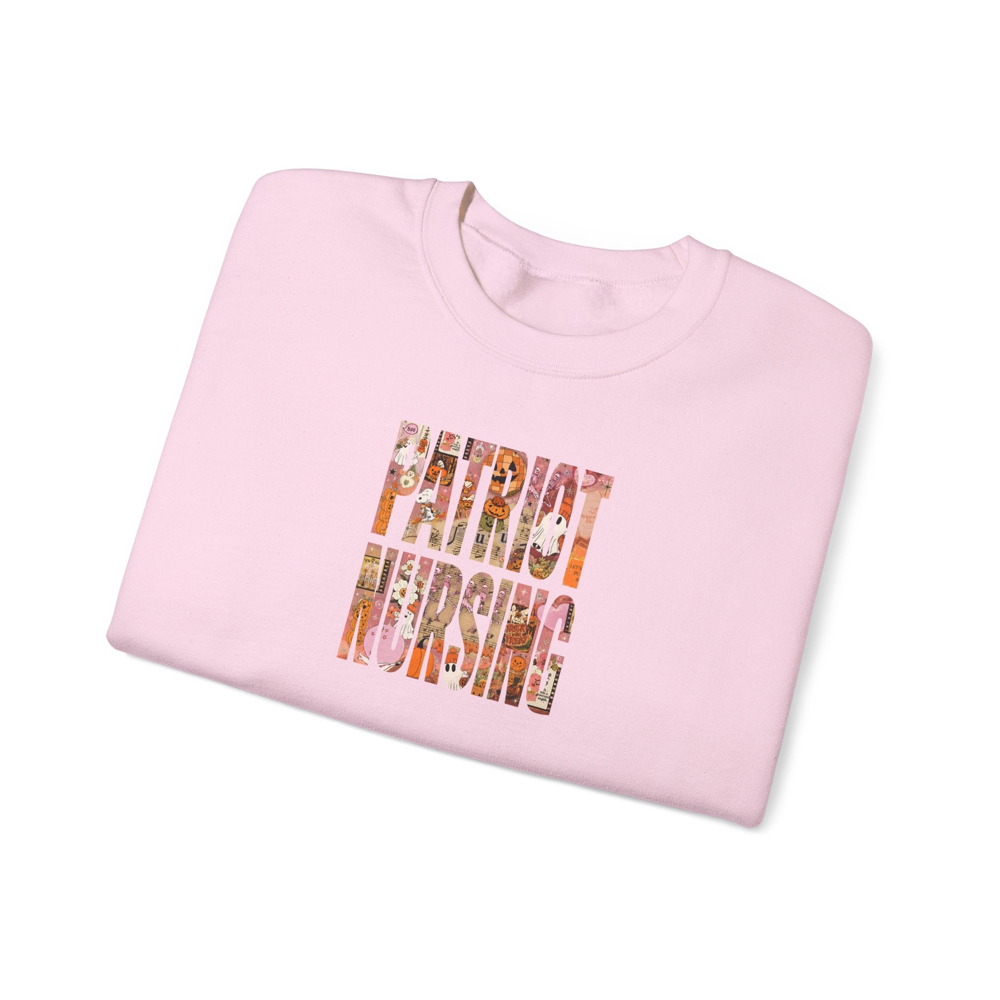 Patriot Nursing Crewneck Sweatshirt — American Flag Floral Text Nursing Pullover