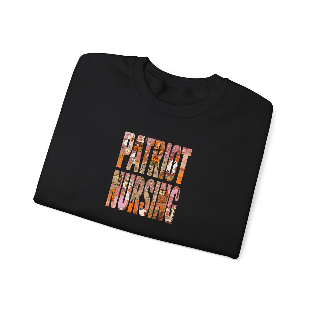 Patriot Nursing Crewneck Sweatshirt — American Flag Floral Text Nursing Pullover