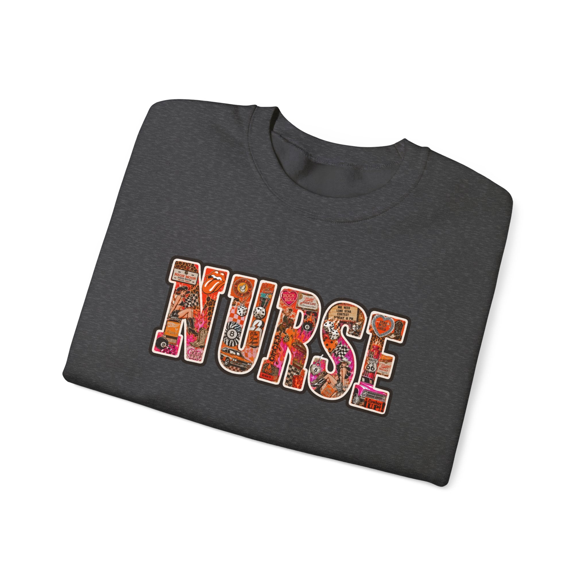 Nurse Floral Appliqué Crewneck Sweatshirt