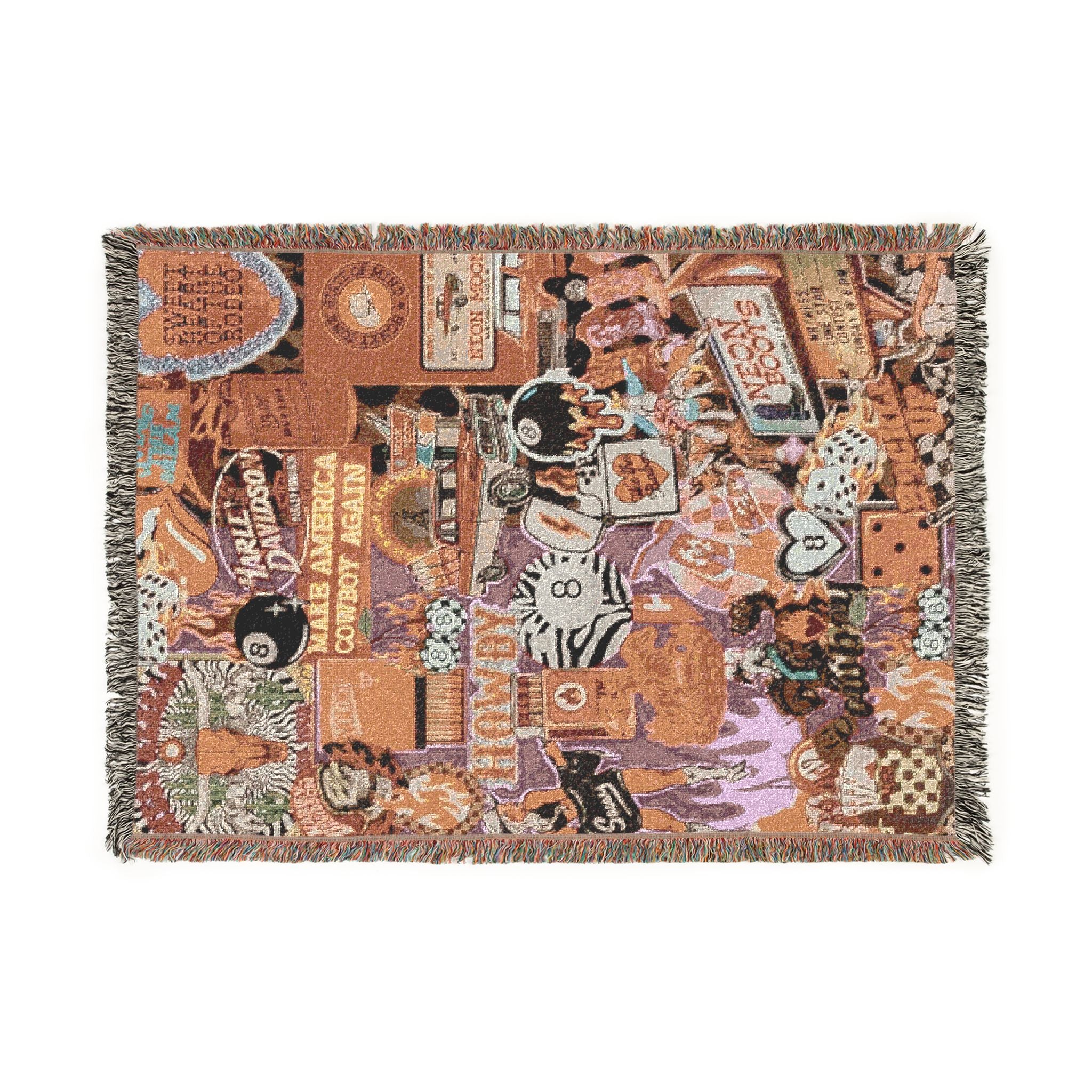 Pixel Art Woven Blanket — Retro Gaming Tapestry Throw