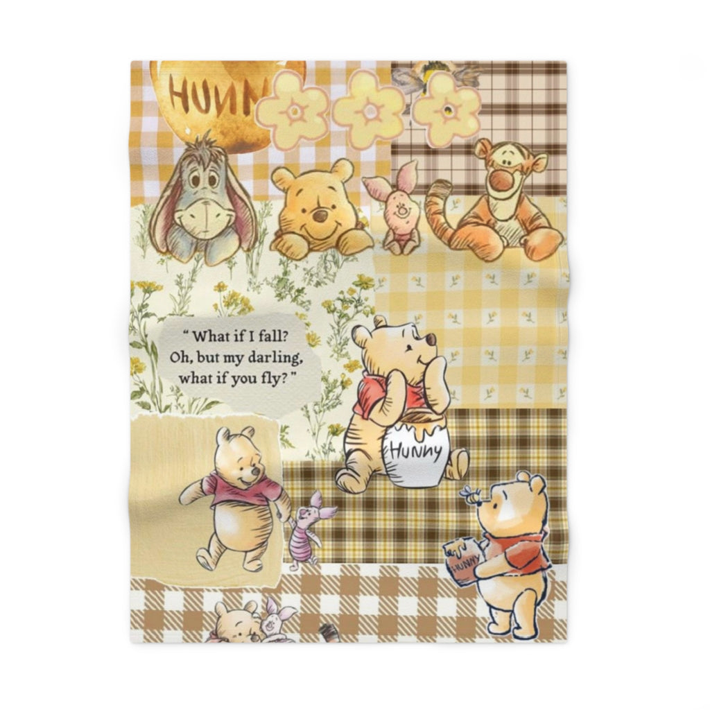 Winnie the Pooh Baby Blanket – 'What if you fly?' Soft Fleece Nursery Throw