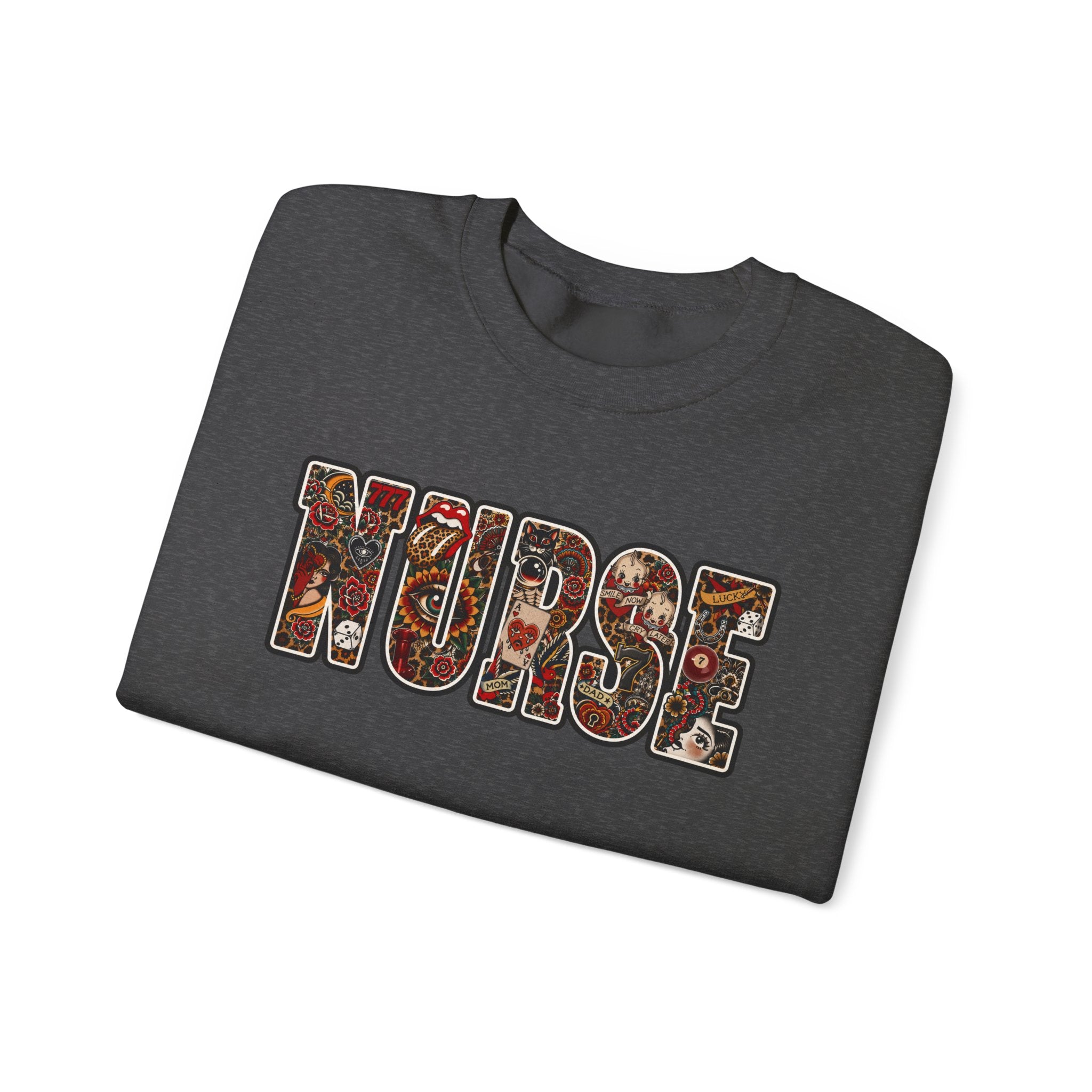 Nurse Floral Patchwork Crewneck Sweatshirt