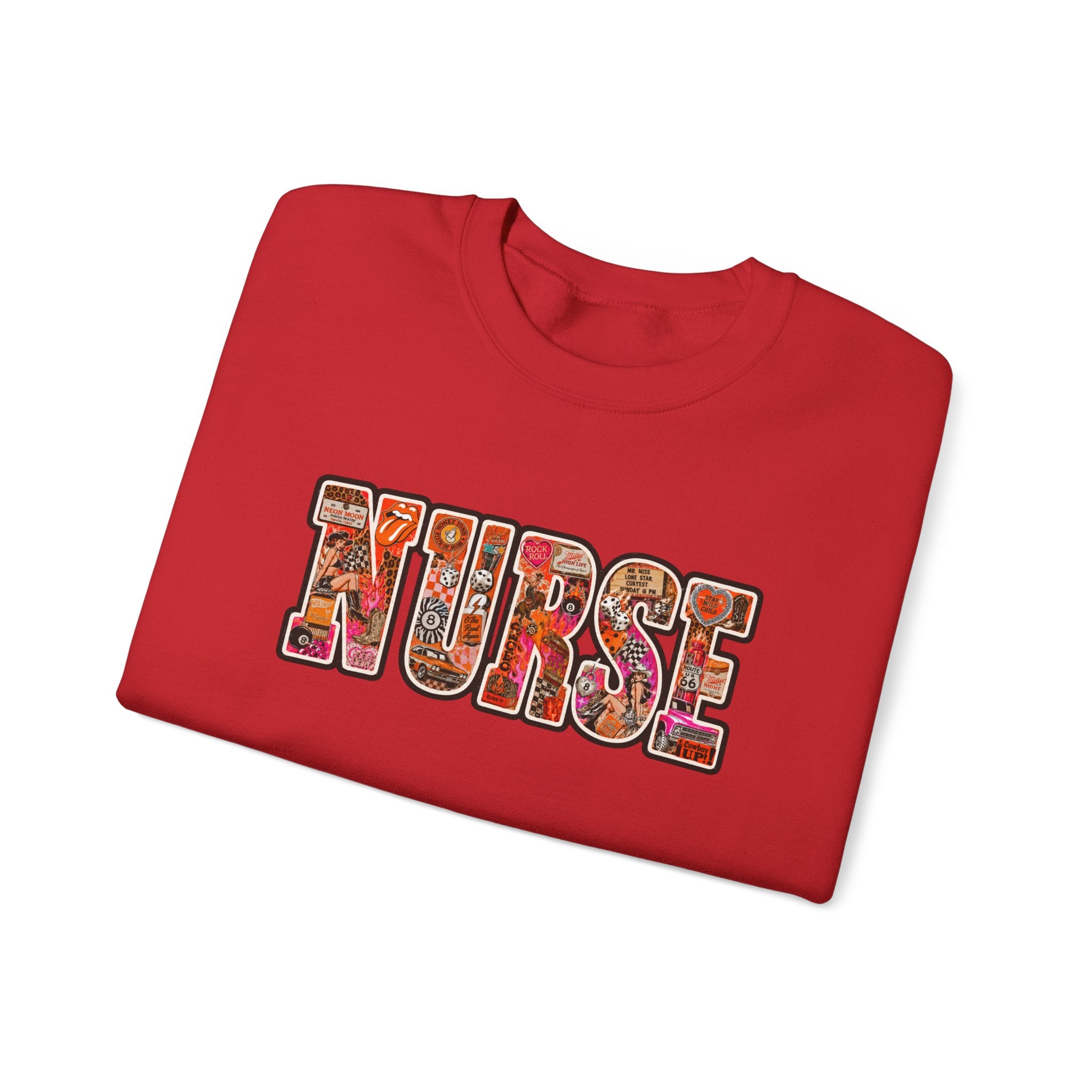 Nurse Floral Appliqué Crewneck Sweatshirt
