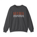 Mama Checkerboard Crewneck Sweatshirt – Retro Brown "MAMA" Graphic