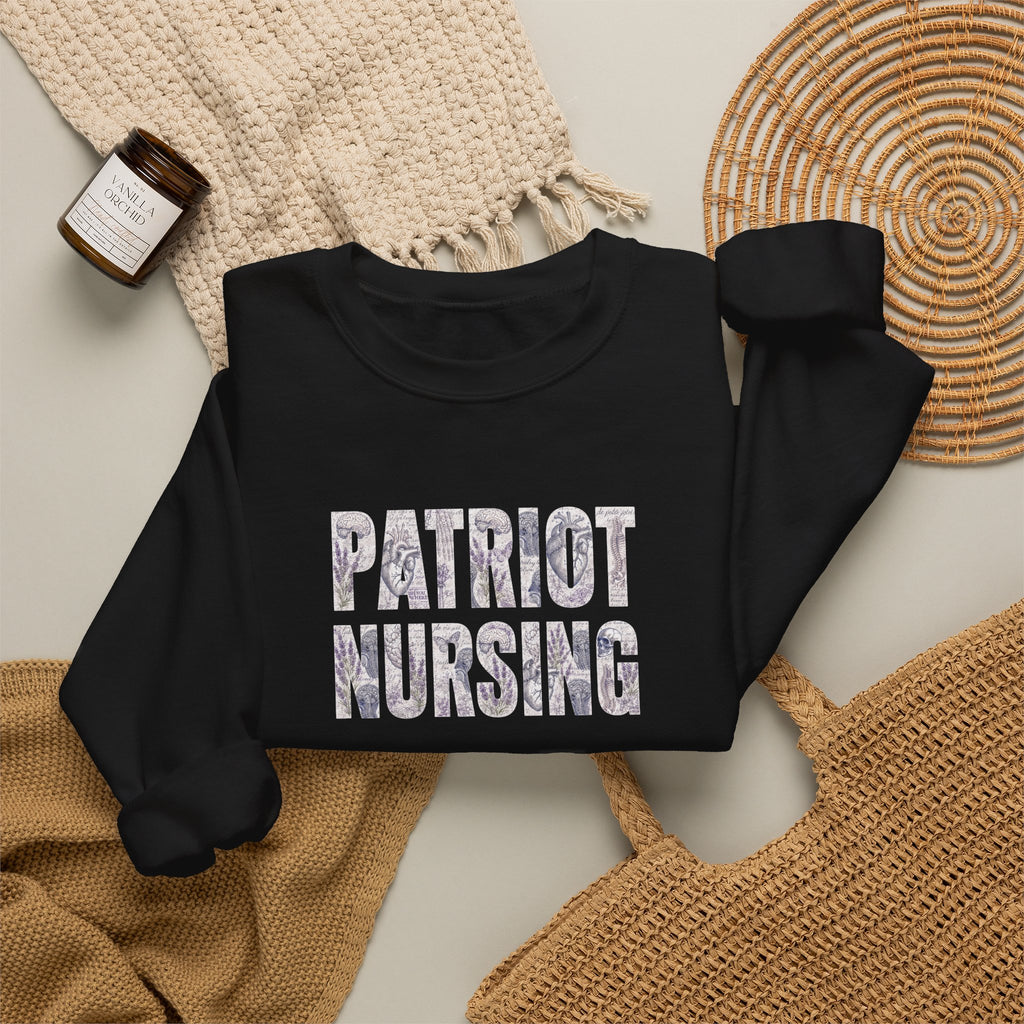 Patriot Nursing Crewneck Sweatshirt — Floral-Patterned Medical Pride Pullover