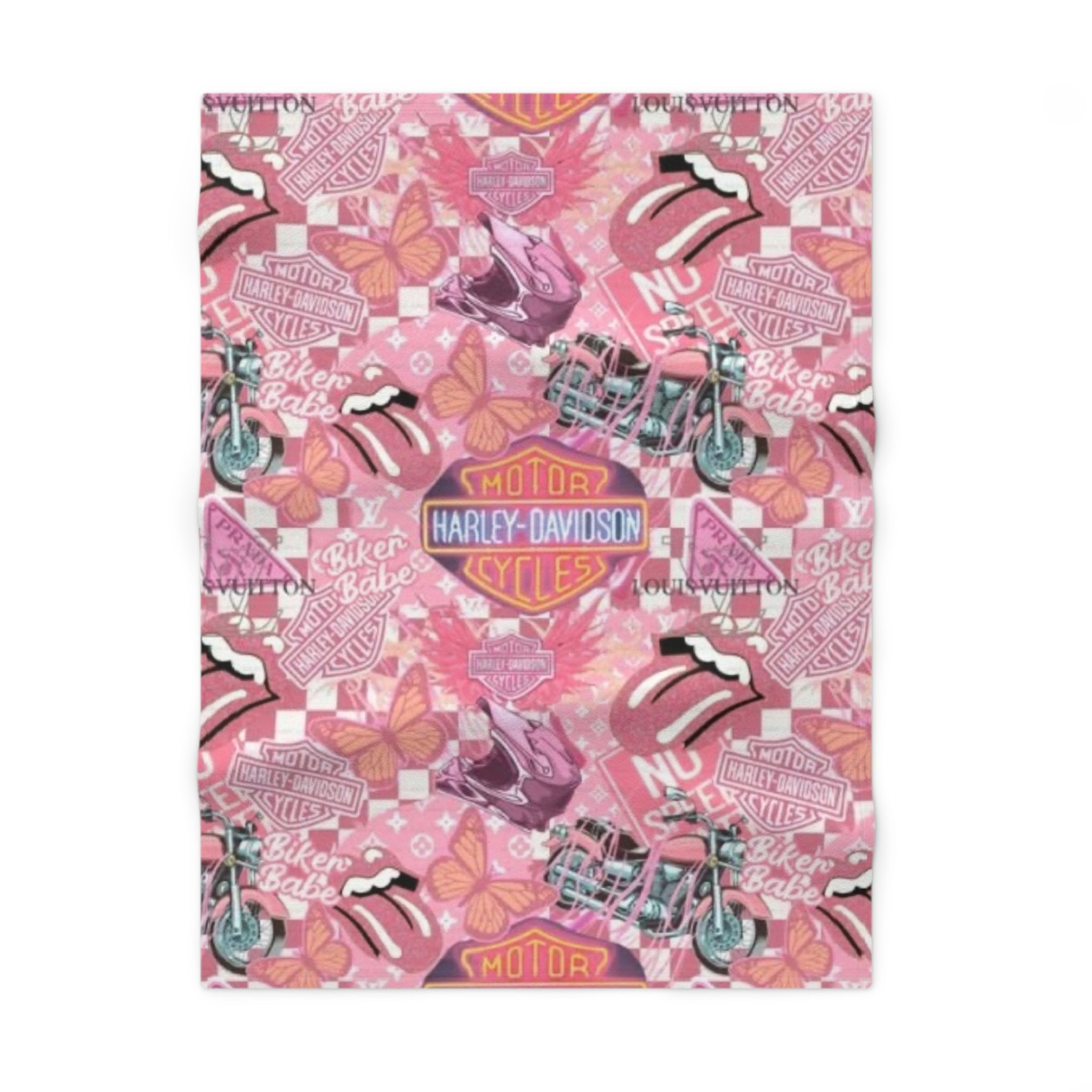 Harley-Davidson Pink Biker Baby Blanket — Soft Fleece "Biker Babe" Design