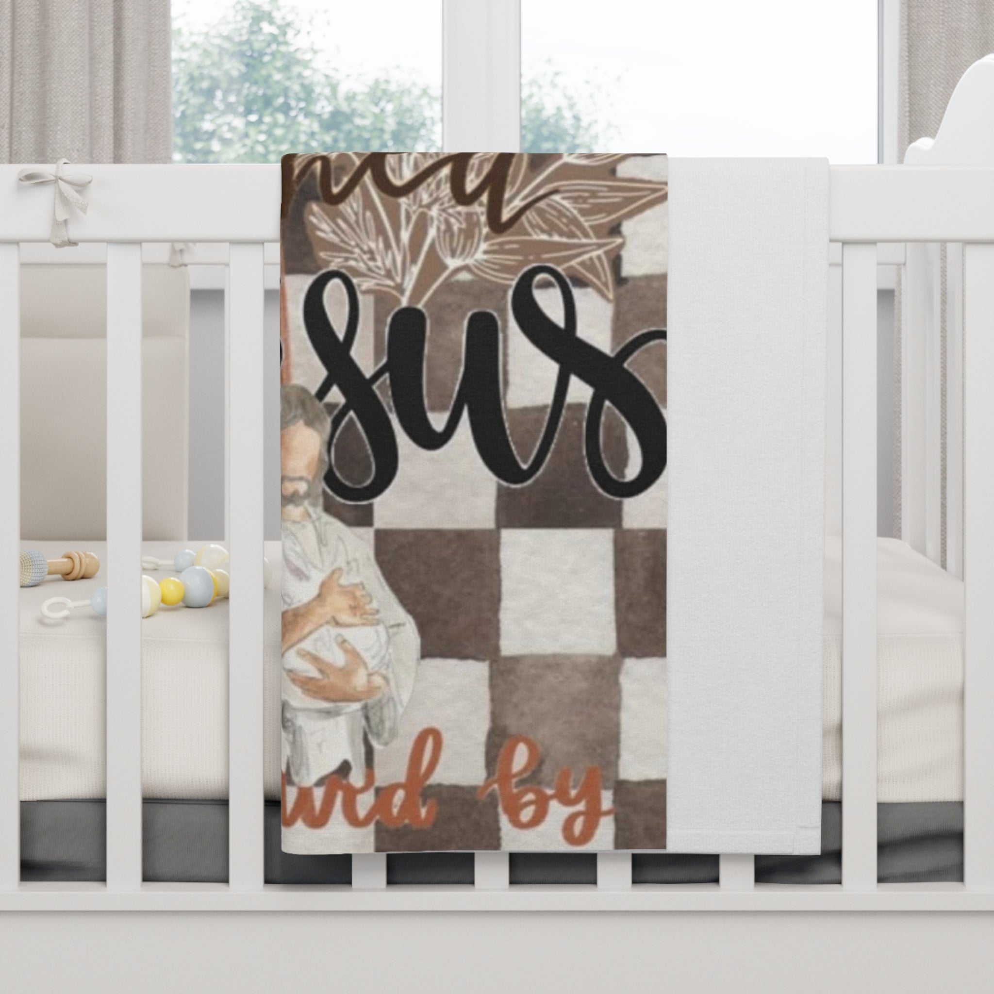 Religious Baby Blanket — “It Is Finished” Christian Fleece Nursery Throw