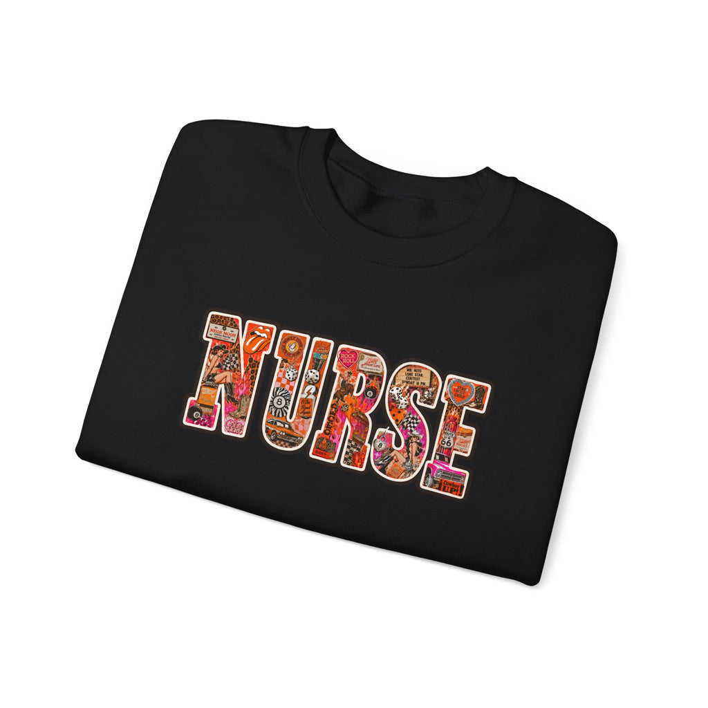 Nurse Floral Appliqué Crewneck Sweatshirt