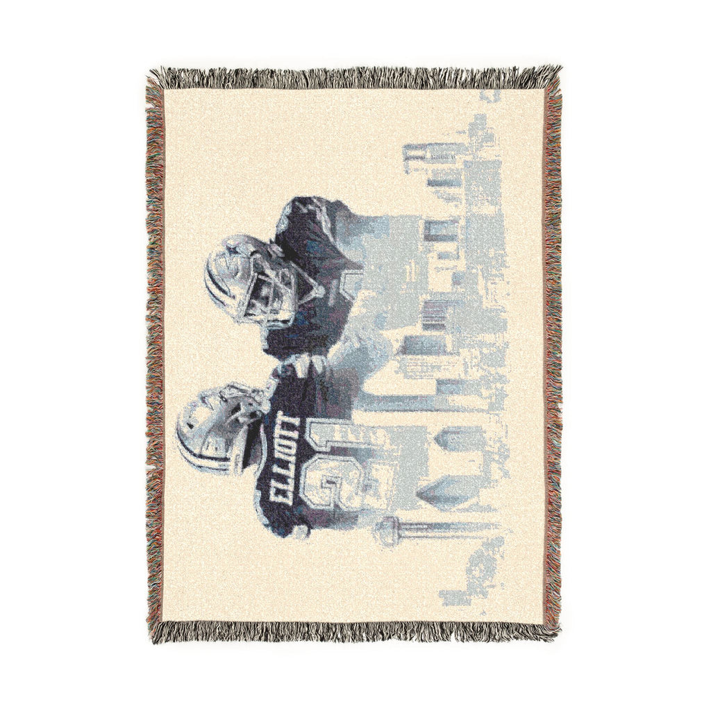 Cowboys Elliott & Prescott Woven Throw Blanket – Dallas Skyline Football Fan Gift