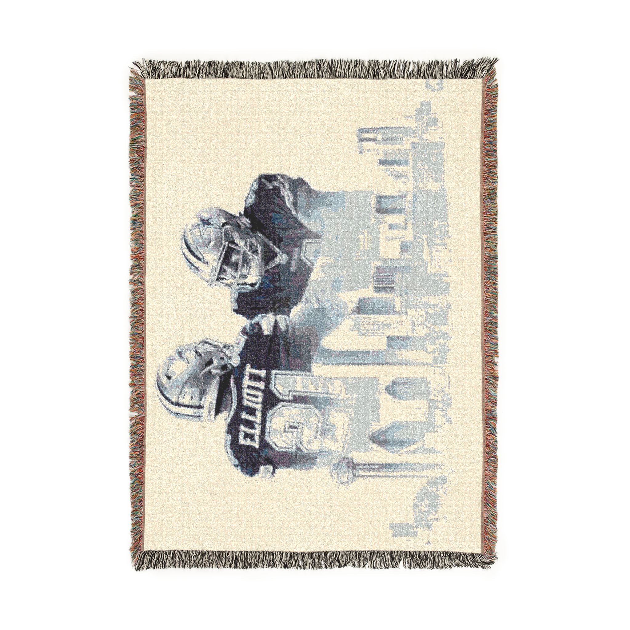 Cowboys Elliott & Prescott Woven Throw Blanket – Dallas Skyline Football Fan Gift