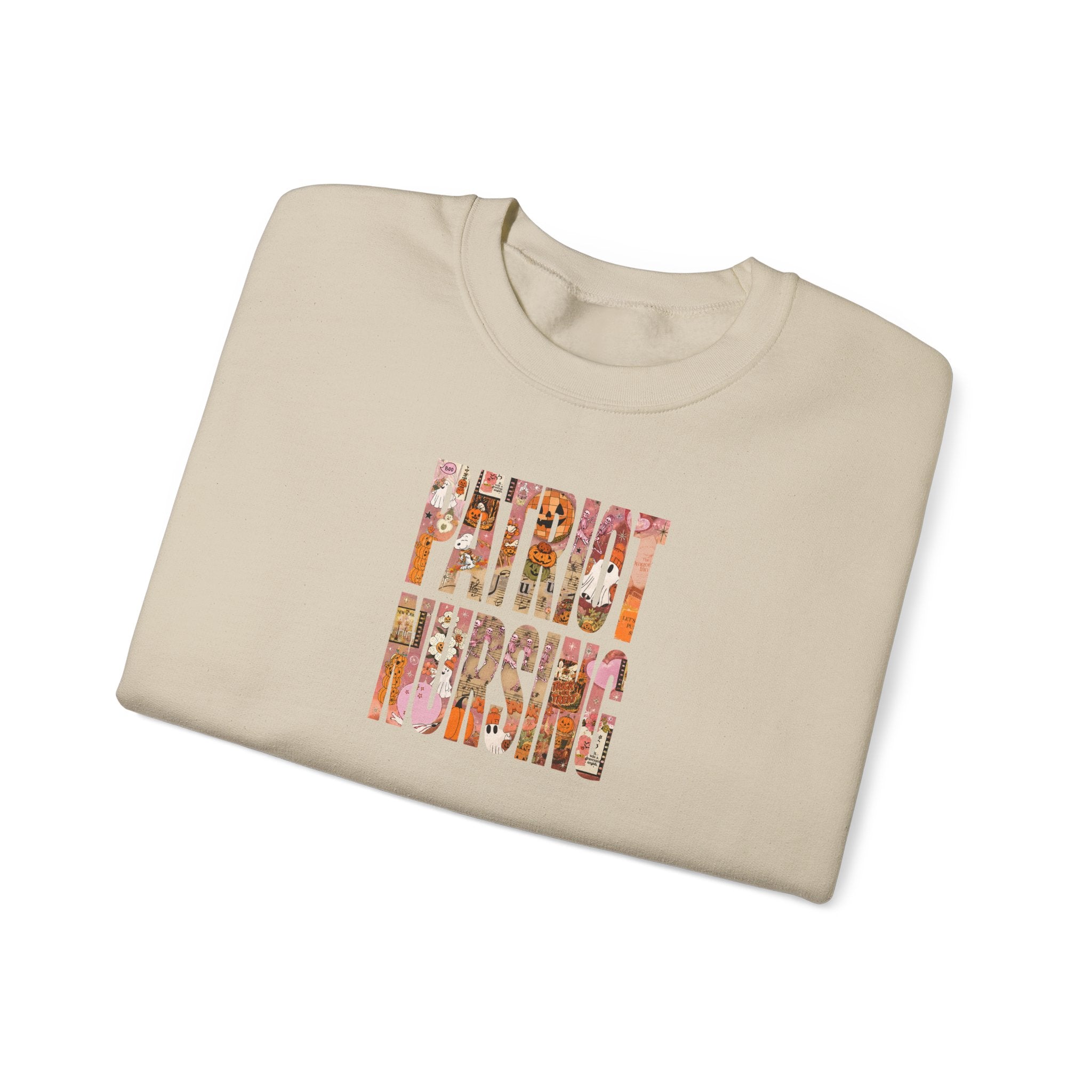 Patriot Nursing Crewneck Sweatshirt — American Flag Floral Text Nursing Pullover
