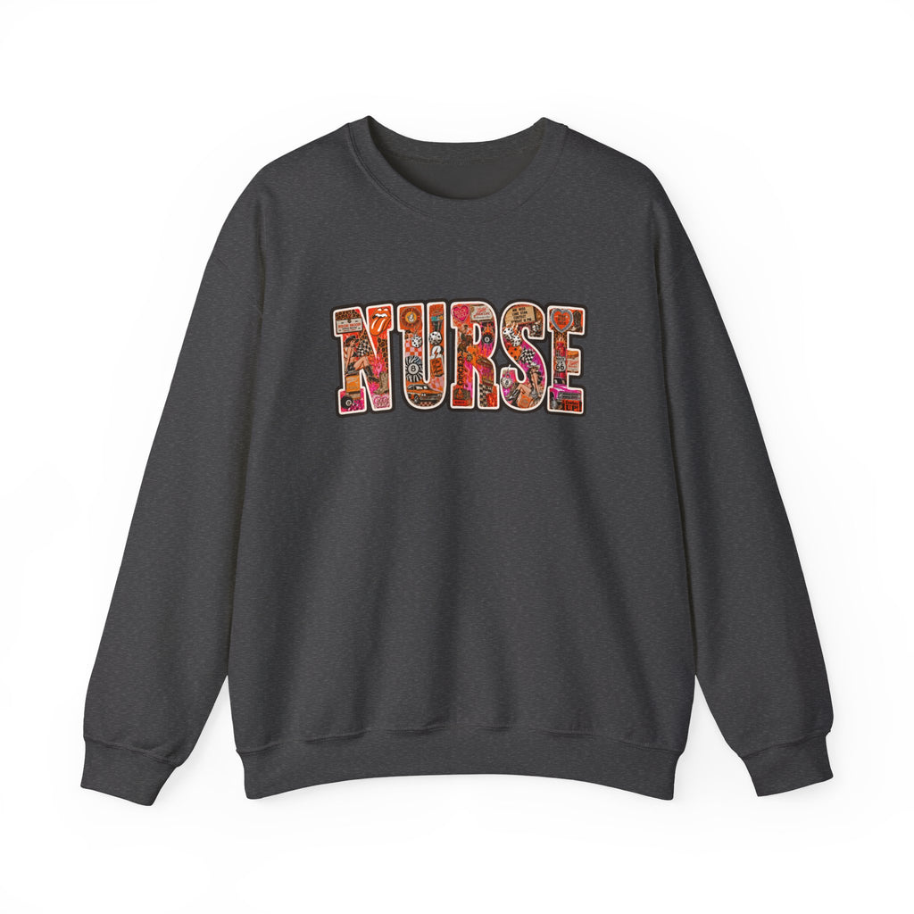Nurse Floral Appliqué Crewneck Sweatshirt