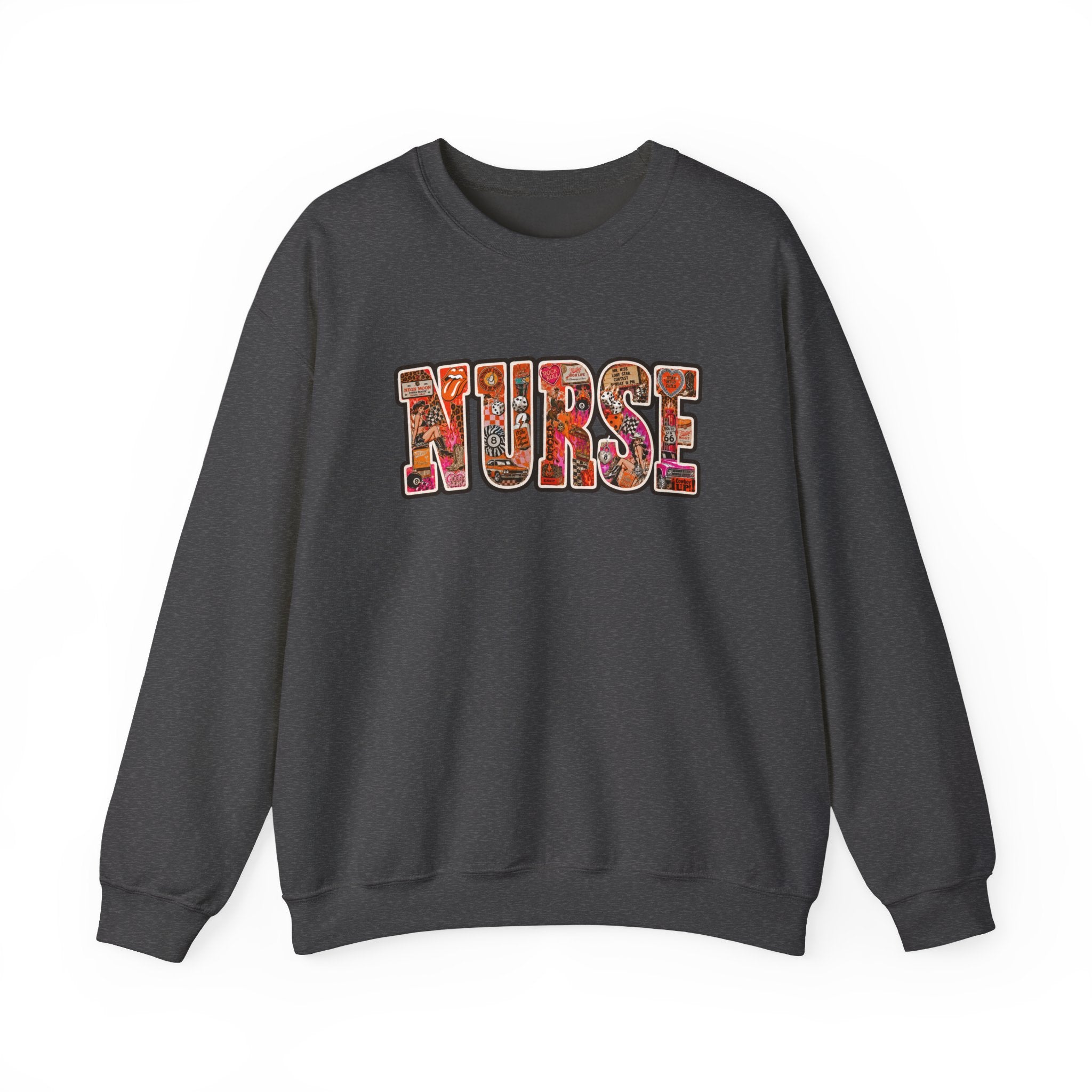 Nurse Floral Appliqué Crewneck Sweatshirt