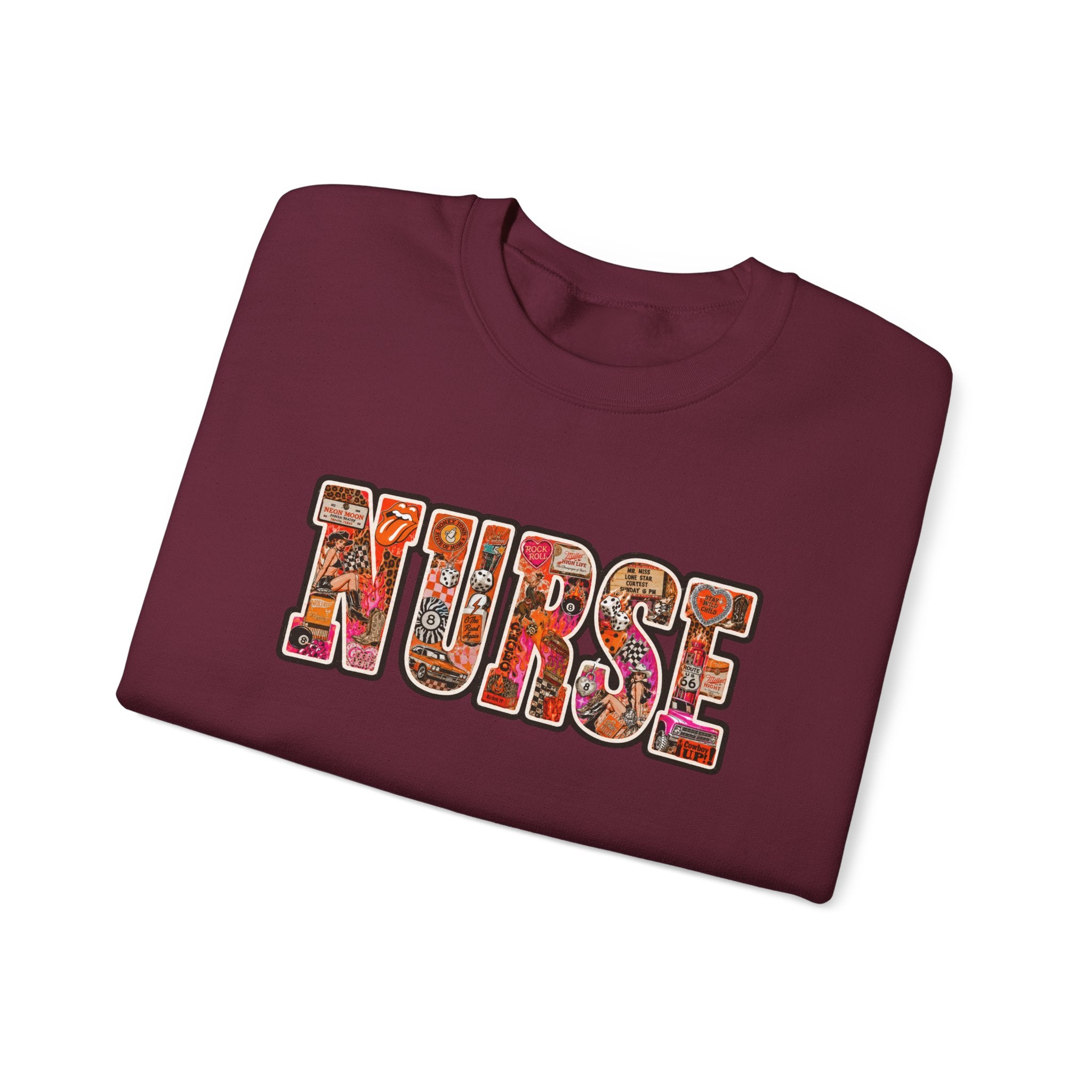 Nurse Floral Appliqué Crewneck Sweatshirt