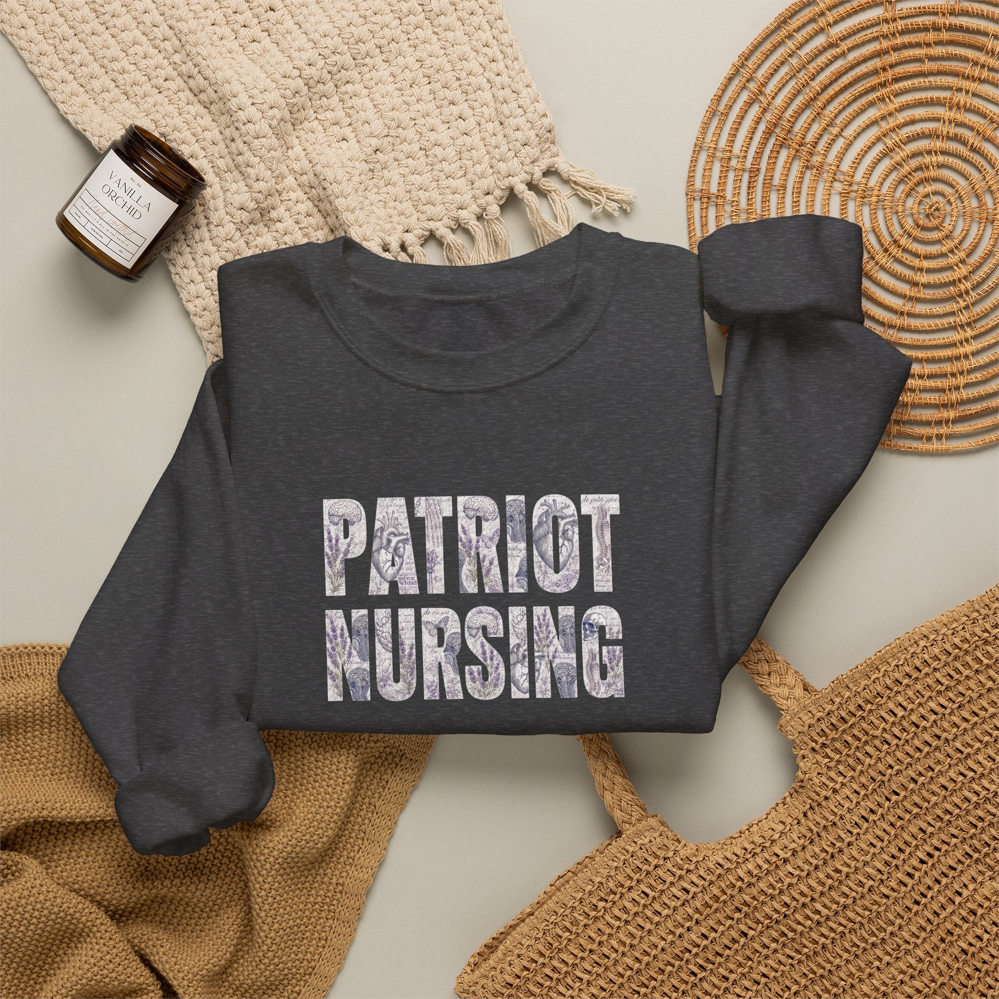 Patriot Nursing Crewneck Sweatshirt — Floral-Patterned Medical Pride Pullover