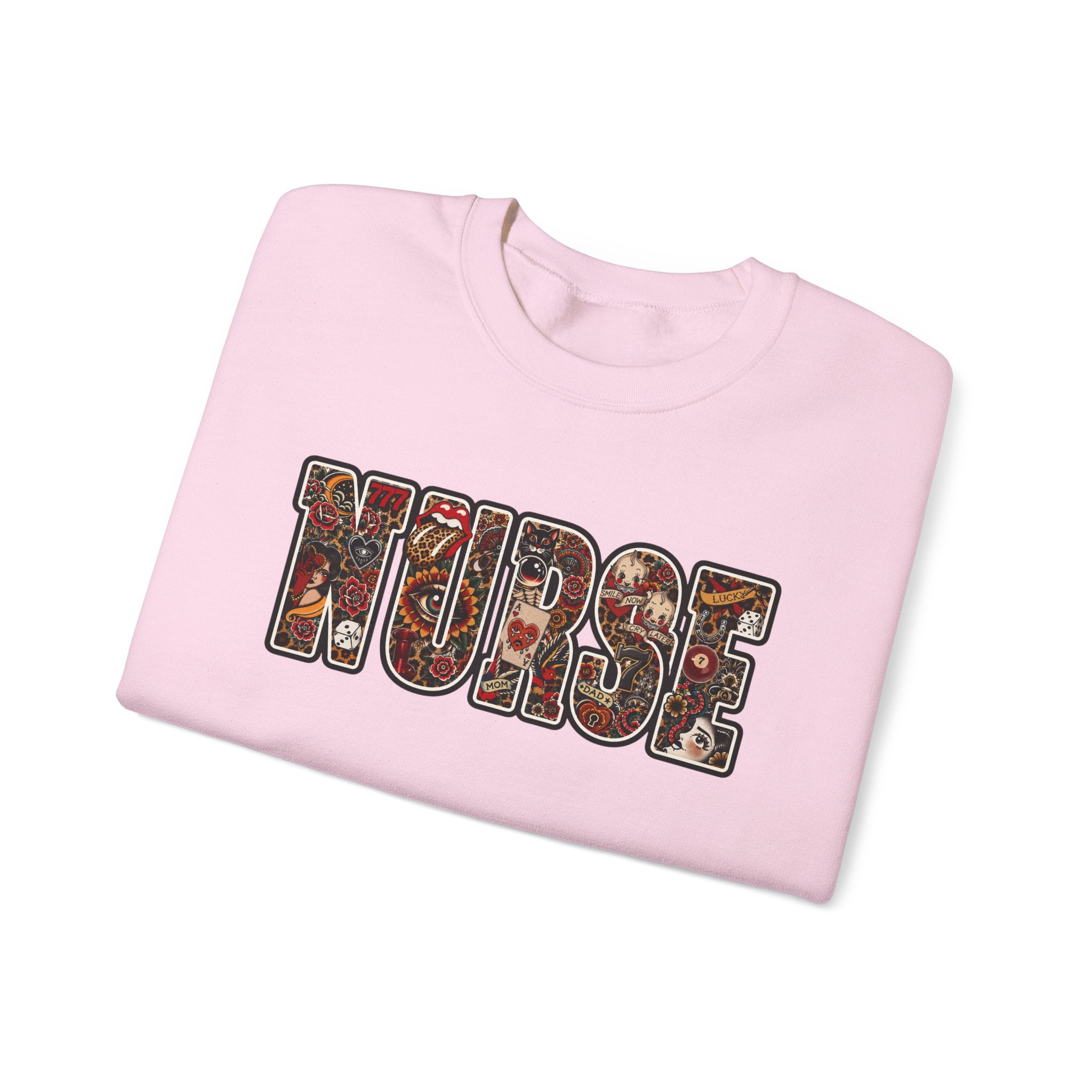 Nurse Floral Patchwork Crewneck Sweatshirt