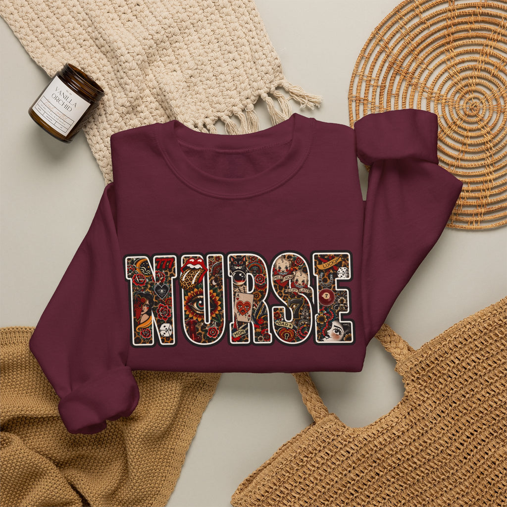 Nurse Floral Patchwork Crewneck Sweatshirt