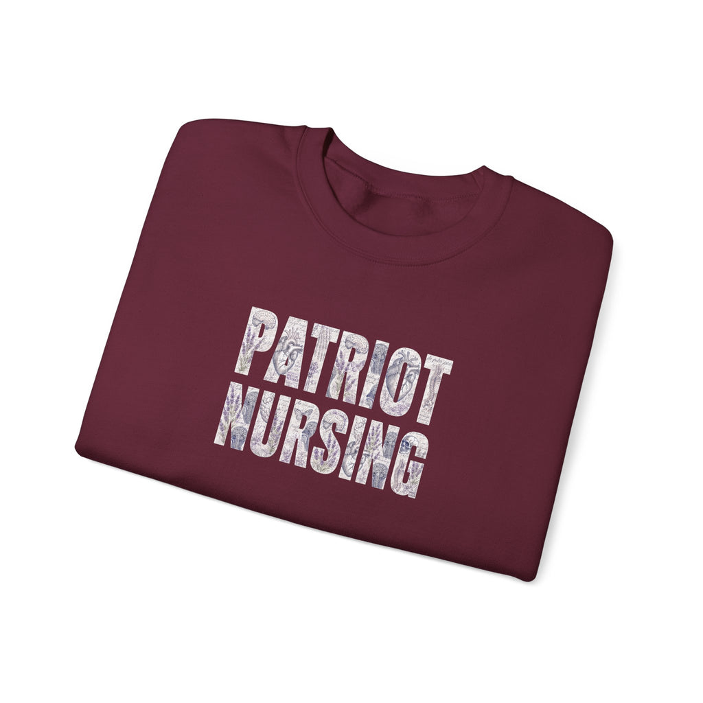 Patriot Nursing Crewneck Sweatshirt — Floral-Patterned Medical Pride Pullover
