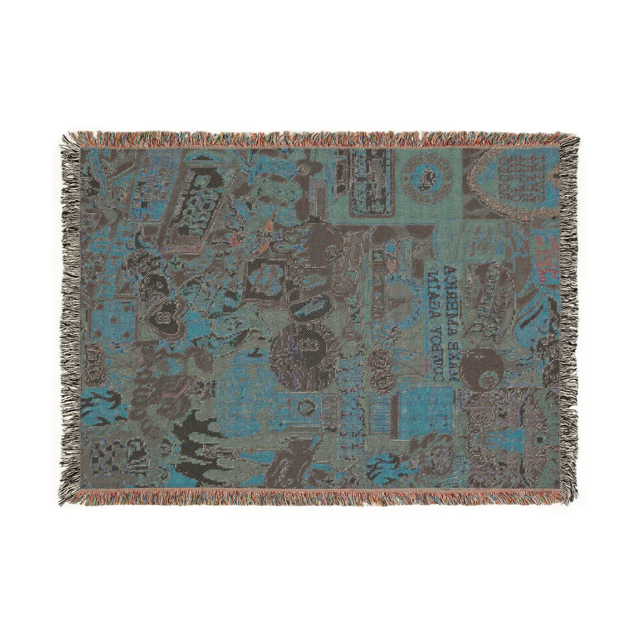 Pixel Art Woven Blanket — Retro Gaming Tapestry Throw