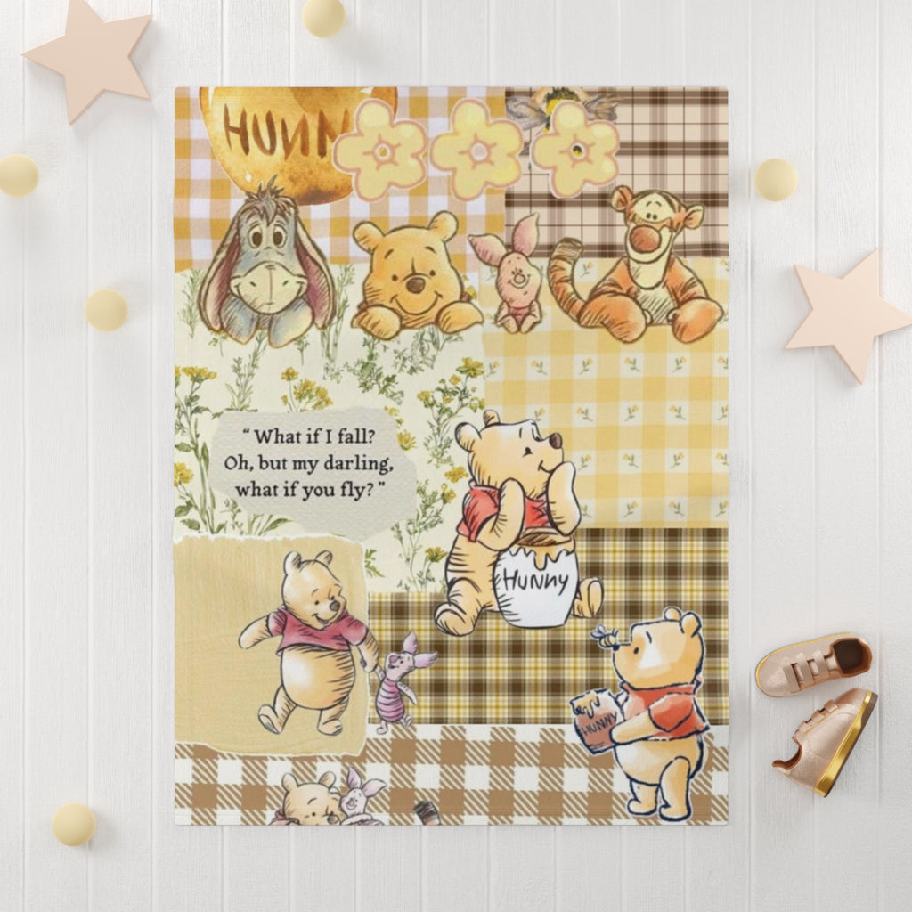 Winnie the Pooh Baby Blanket – 'What if you fly?' Soft Fleece Nursery Throw