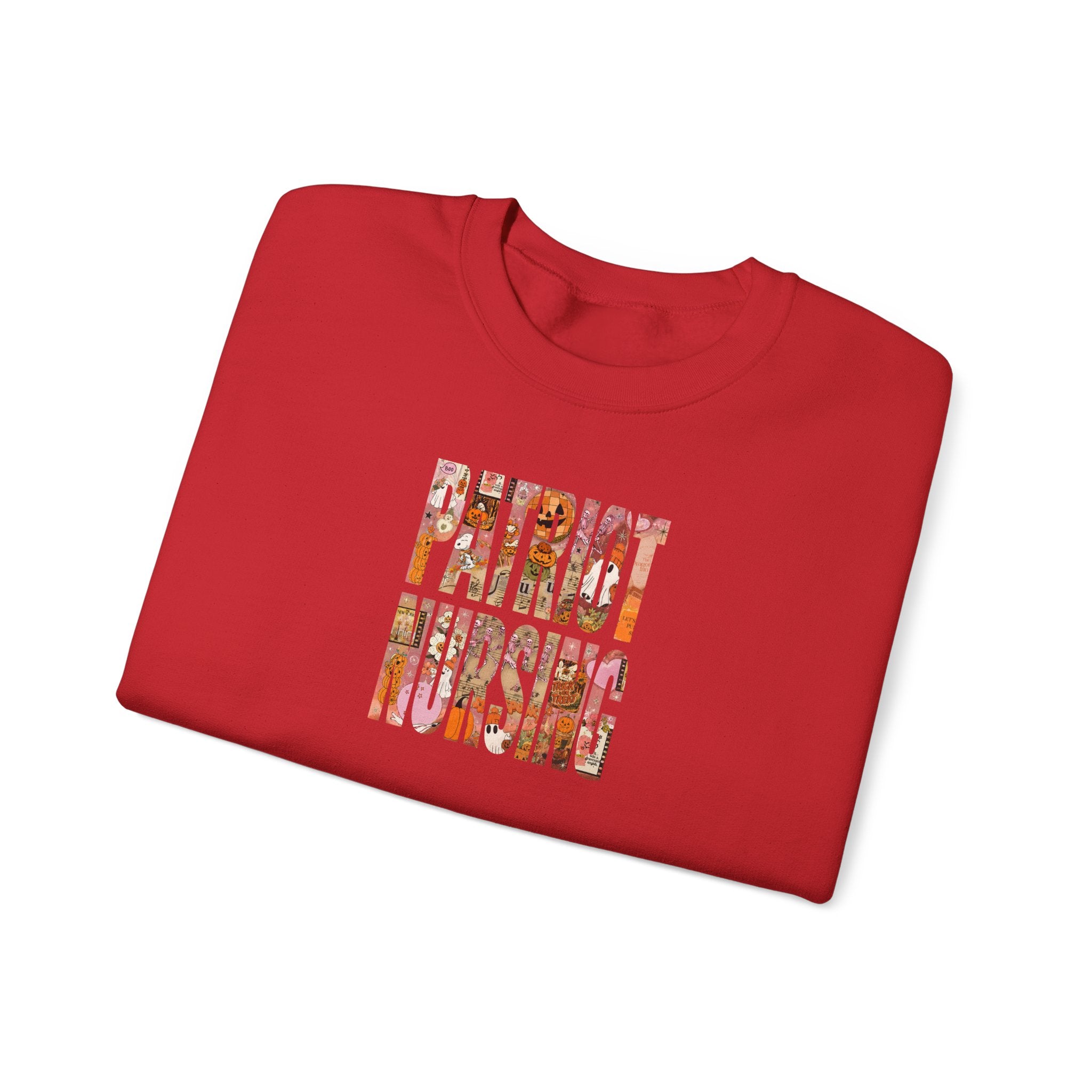 Patriot Nursing Crewneck Sweatshirt — American Flag Floral Text Nursing Pullover