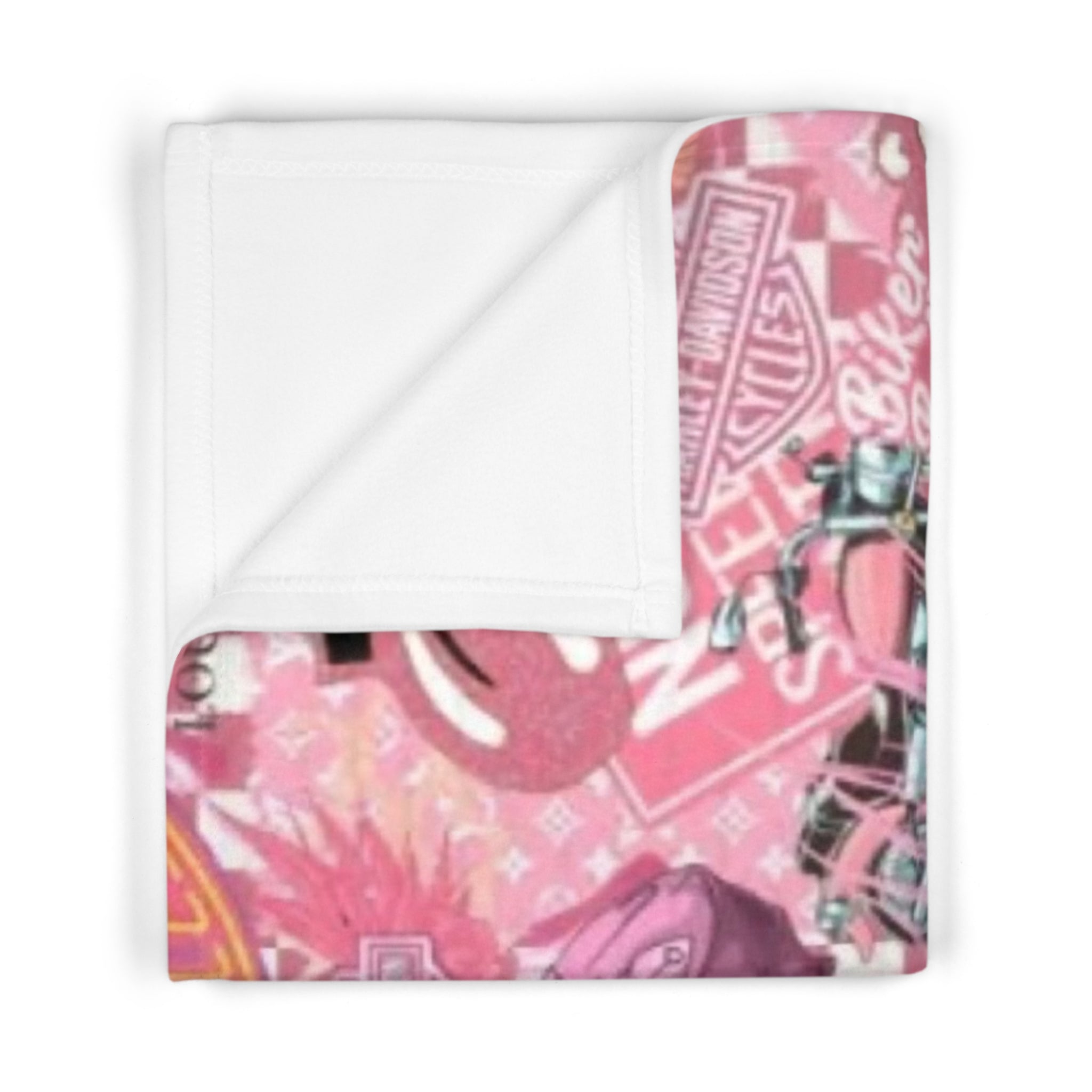 Harley-Davidson Pink Biker Baby Blanket — Soft Fleece "Biker Babe" Design