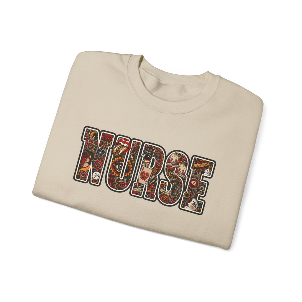 Nurse Floral Patchwork Crewneck Sweatshirt