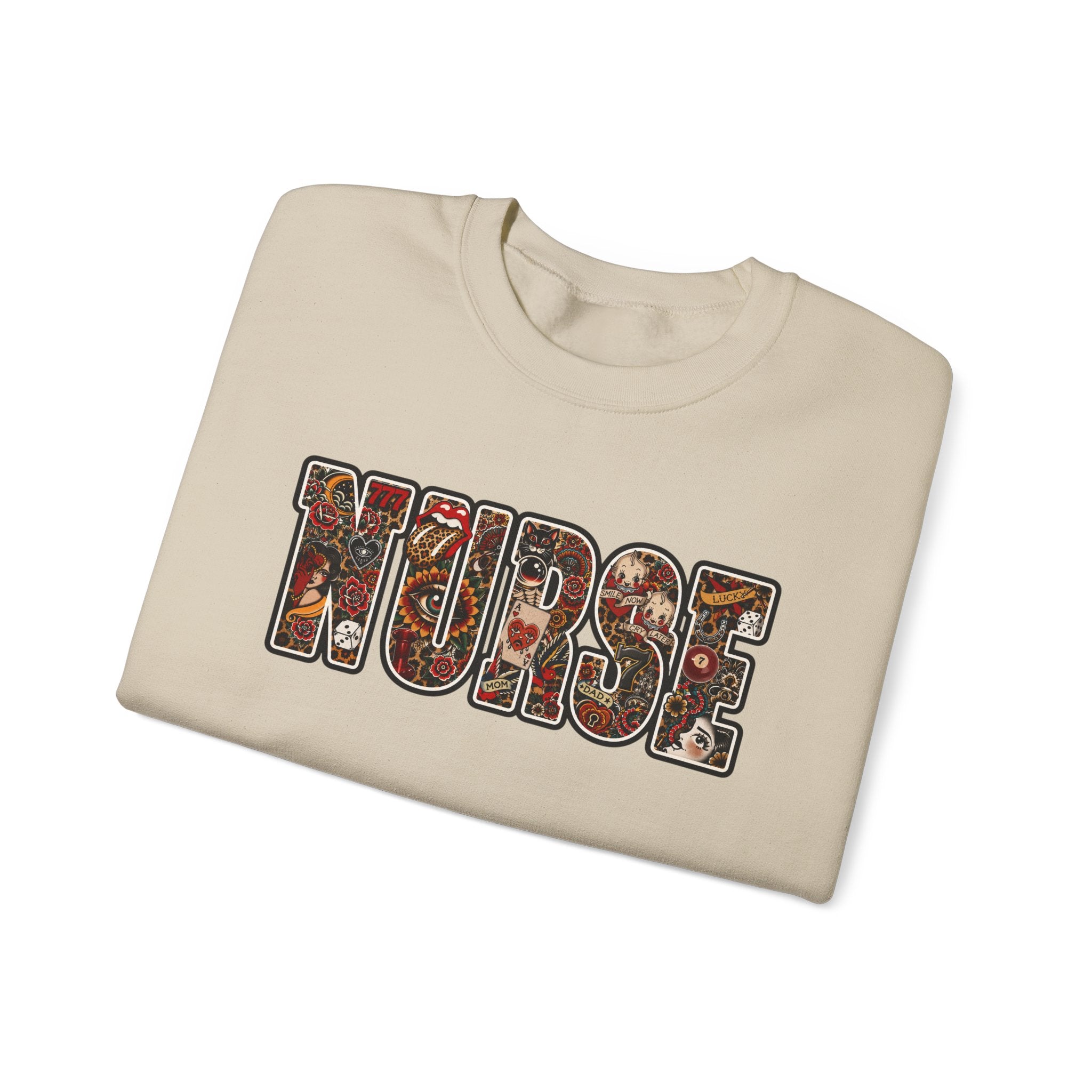 Nurse Floral Patchwork Crewneck Sweatshirt