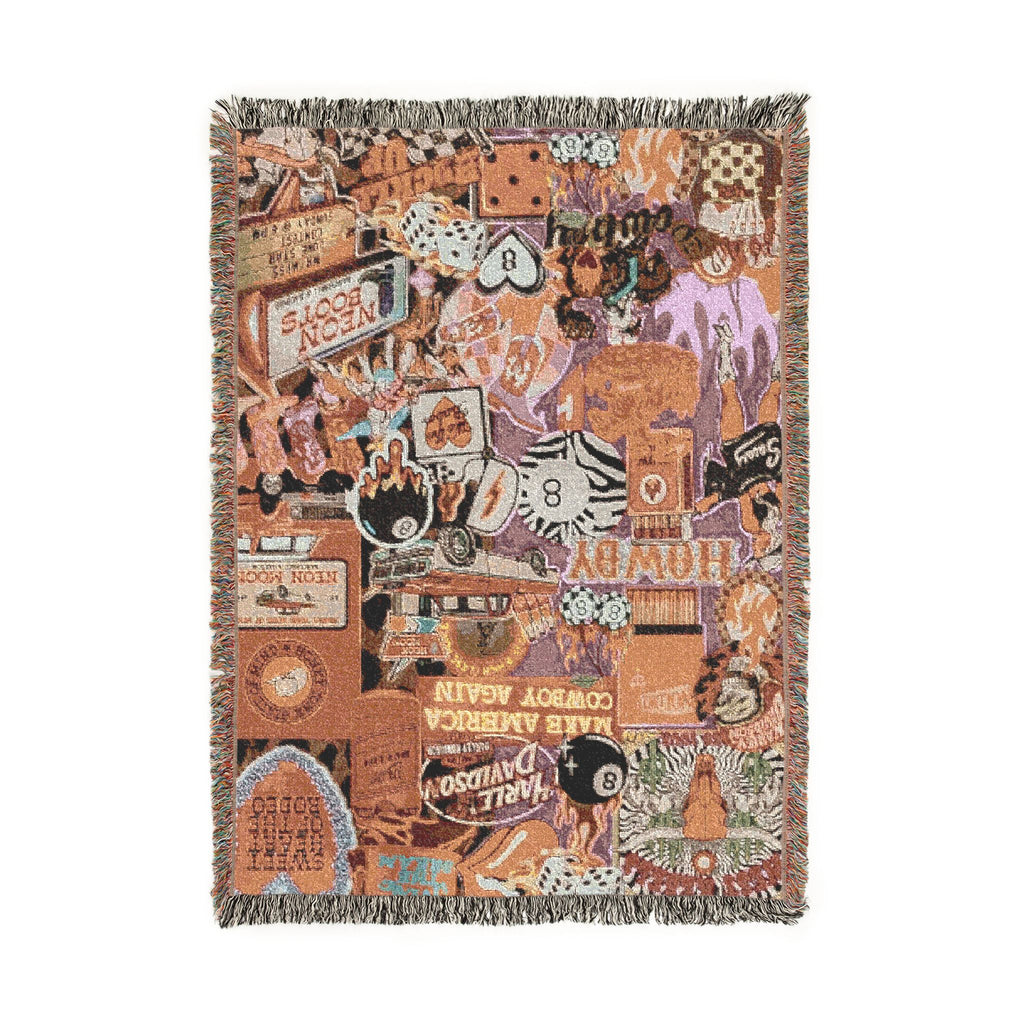 Pixel Art Woven Blanket — Retro Gaming Tapestry Throw