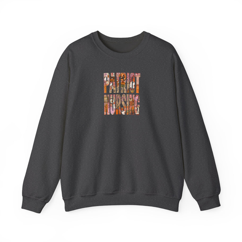Patriot Nursing Crewneck Sweatshirt — American Flag Floral Text Nursing Pullover
