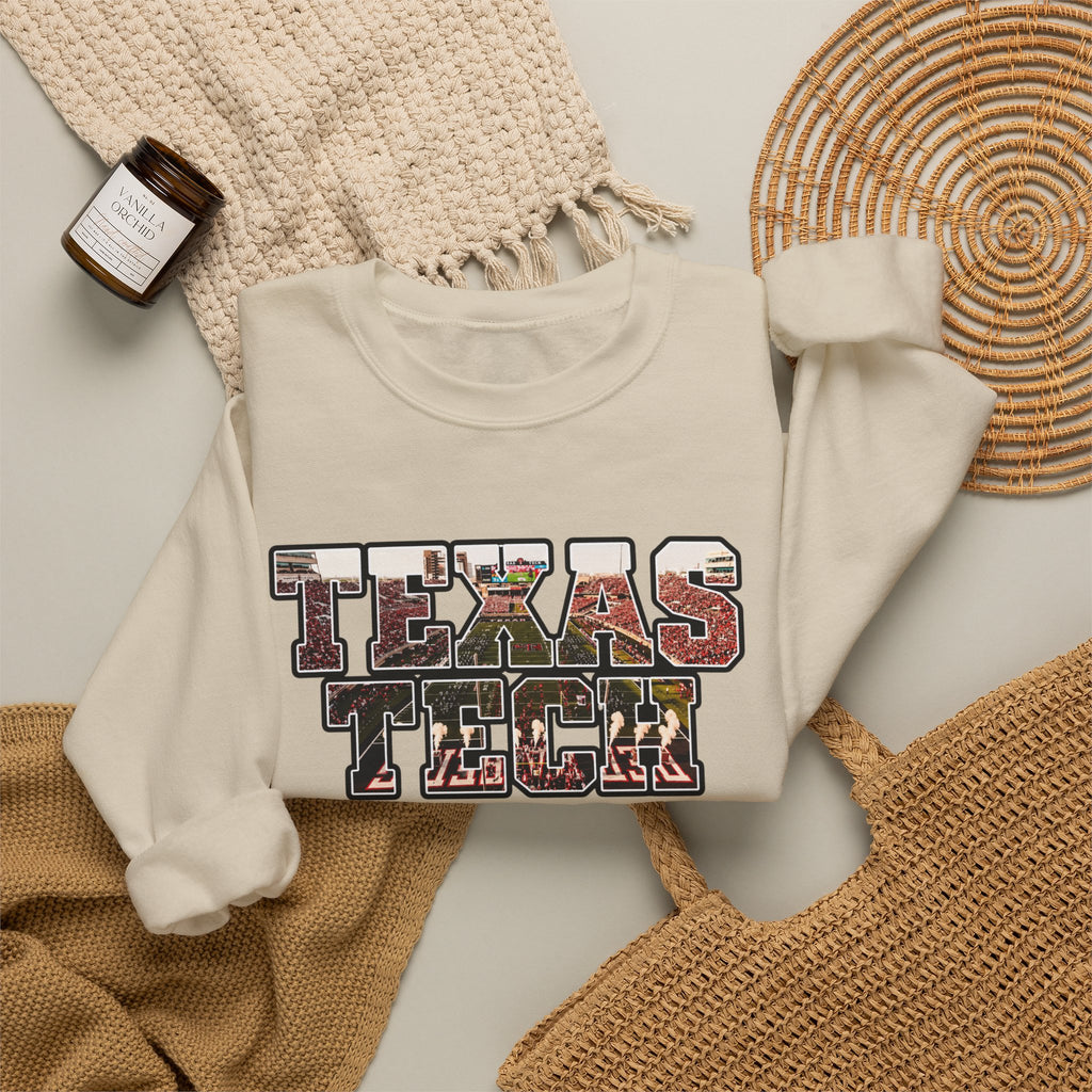 Texas Tech Crewneck Sweatshirt — Vintage Texas Collegiate Graphic