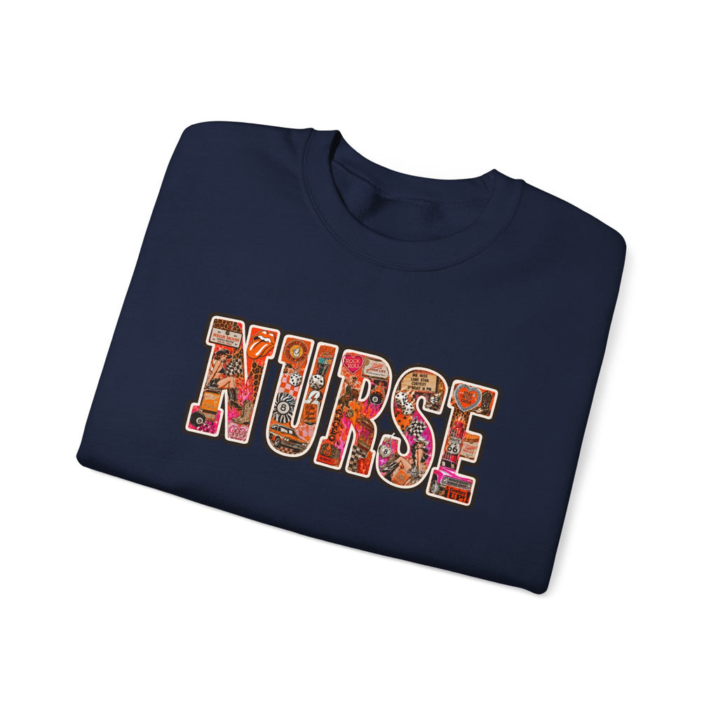 Nurse Floral Appliqué Crewneck Sweatshirt